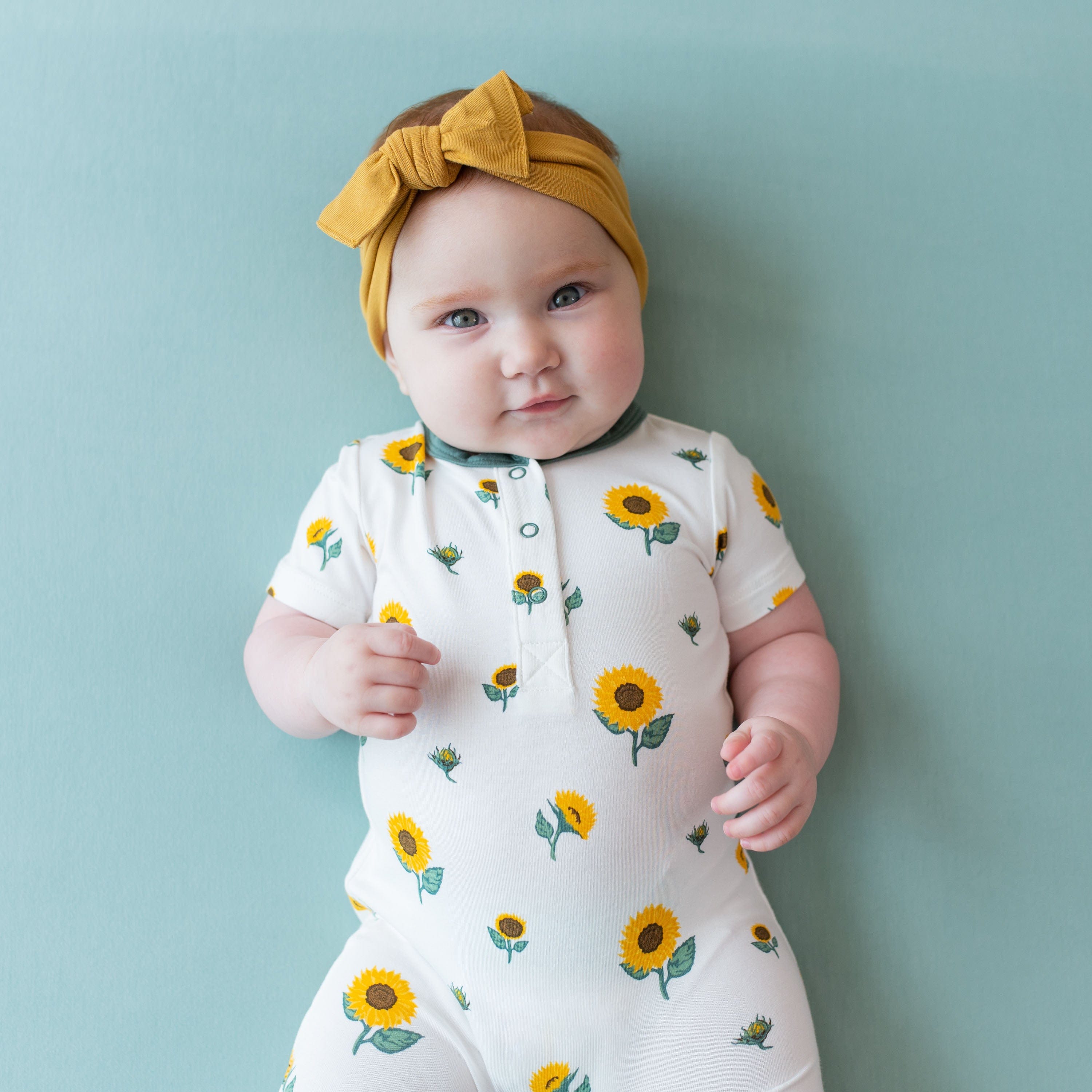 Kyte Baby Short Sleeve Rompers Short Sleeve Romper in Sunflower
