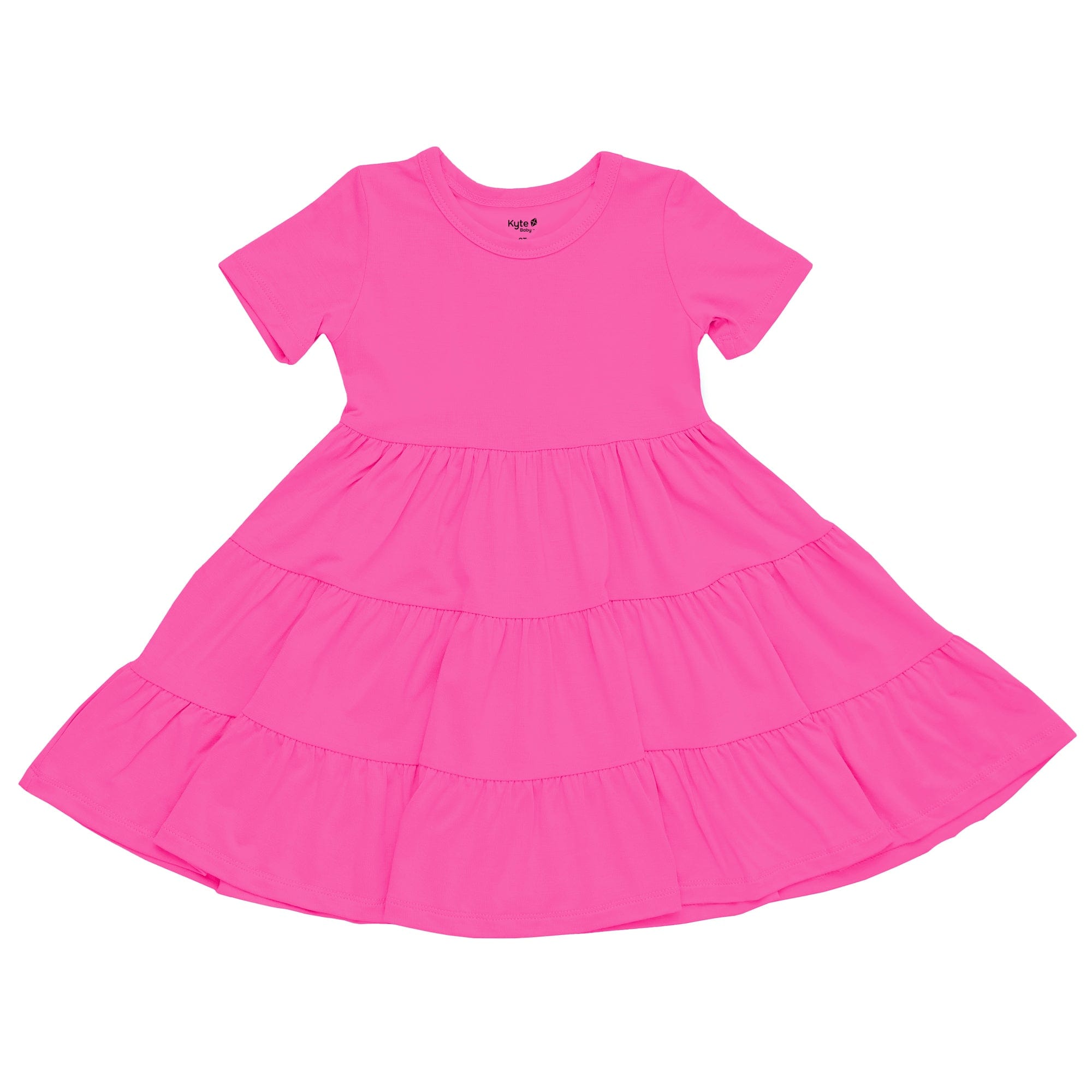 Kyte Baby Short Sleeve Tiered Dress in Raspberry