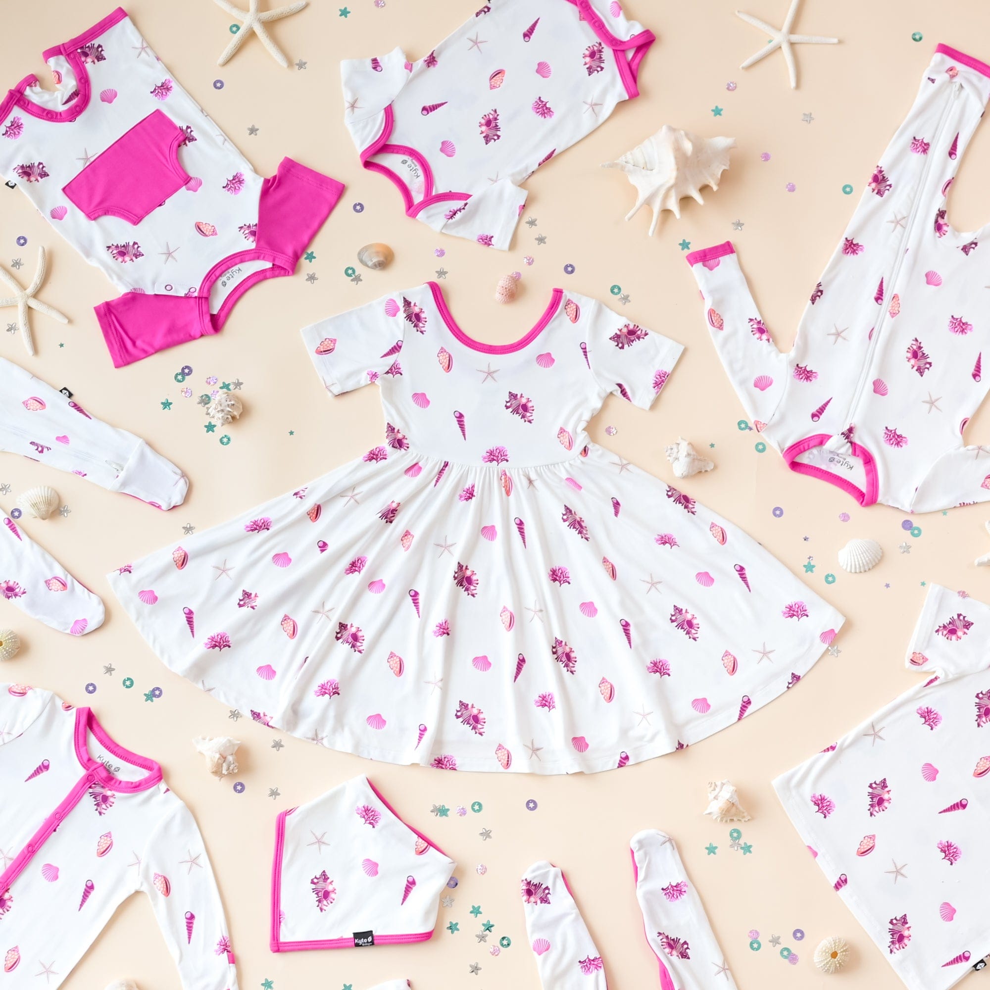 Kyte Baby Short Sleeve Tiered Dress Short Sleeve Tiered Dress in Raspberry Shell