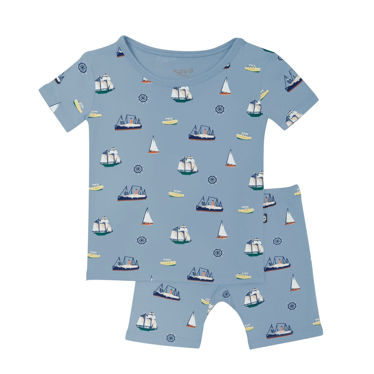 Kyte Baby Short Sleeve Toddler Pajama Set Short Sleeve Pajamas in Vintage Boats