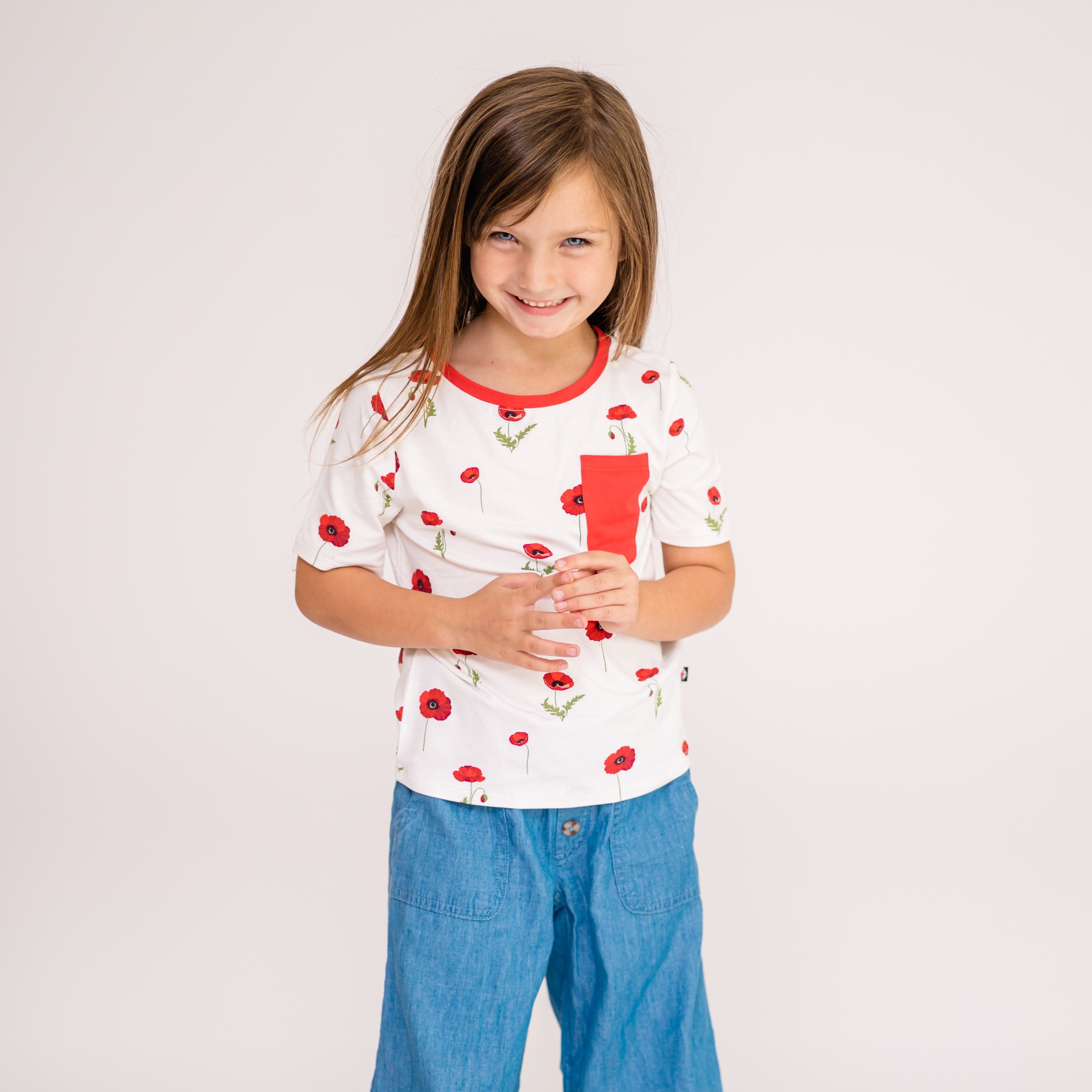 Kyte Baby Short Sleeve Toddler Unisex Tee Toddler Crew Neck Tee in Cloud Poppies