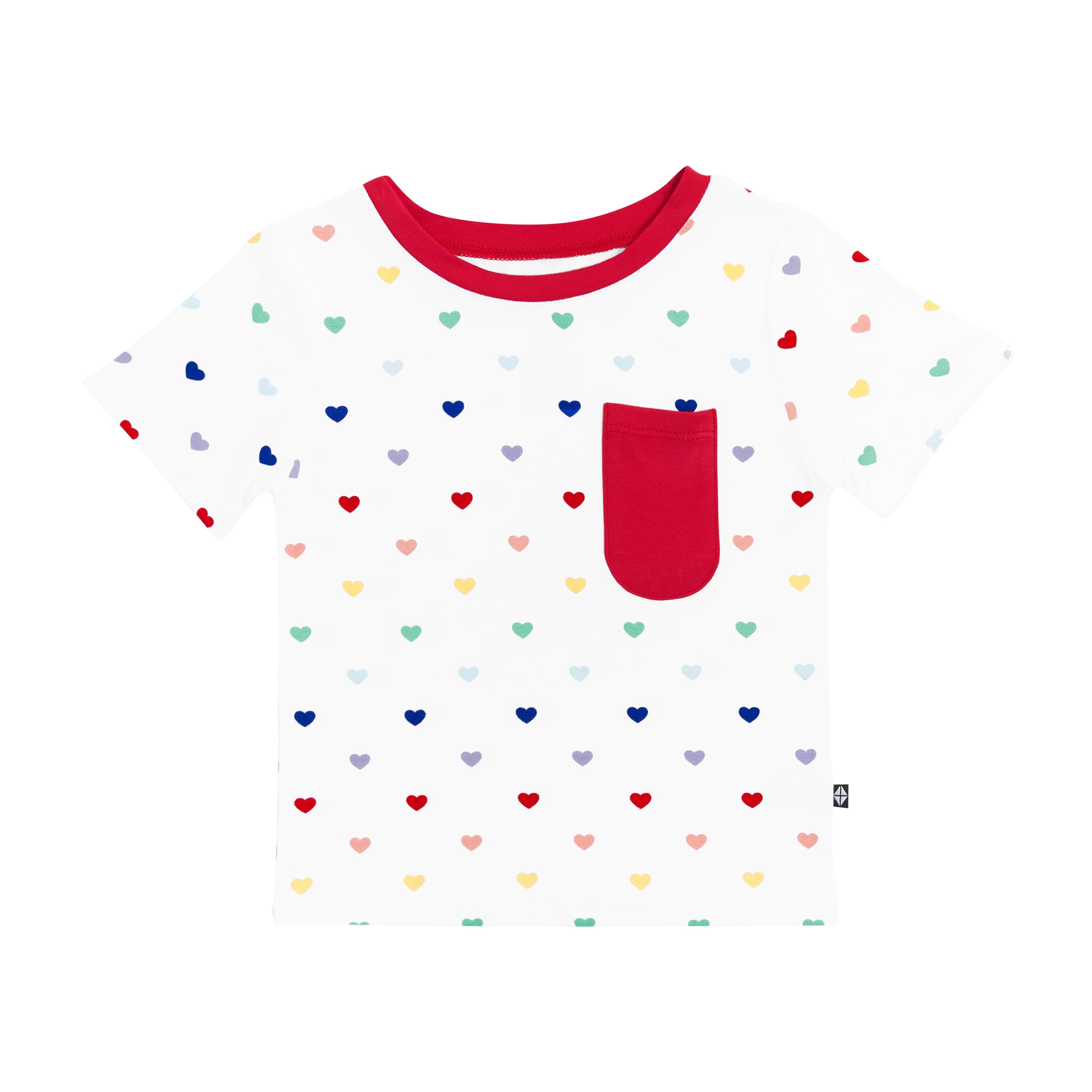 Kyte Baby Short Sleeve Toddler Unisex Tee Toddler Crew Neck Tee in Cloud Rainbow Heart