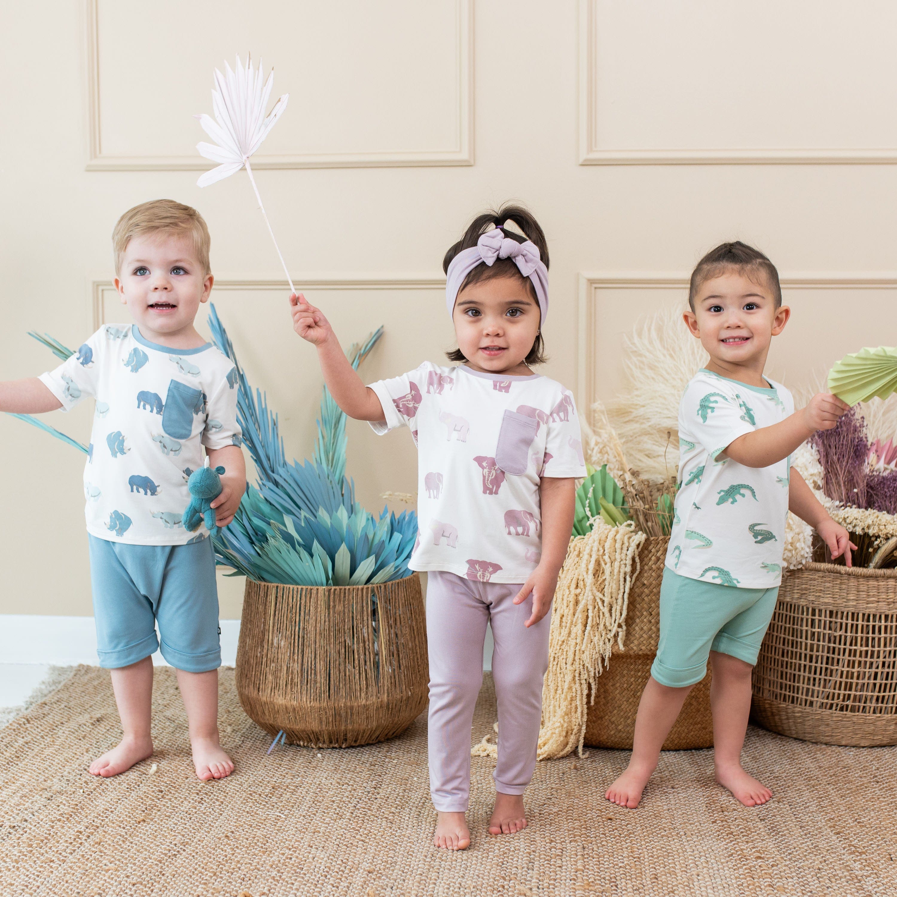 Kyte Baby Short Sleeve Toddler Unisex Tee Toddler Crew Neck Tee in Elephant