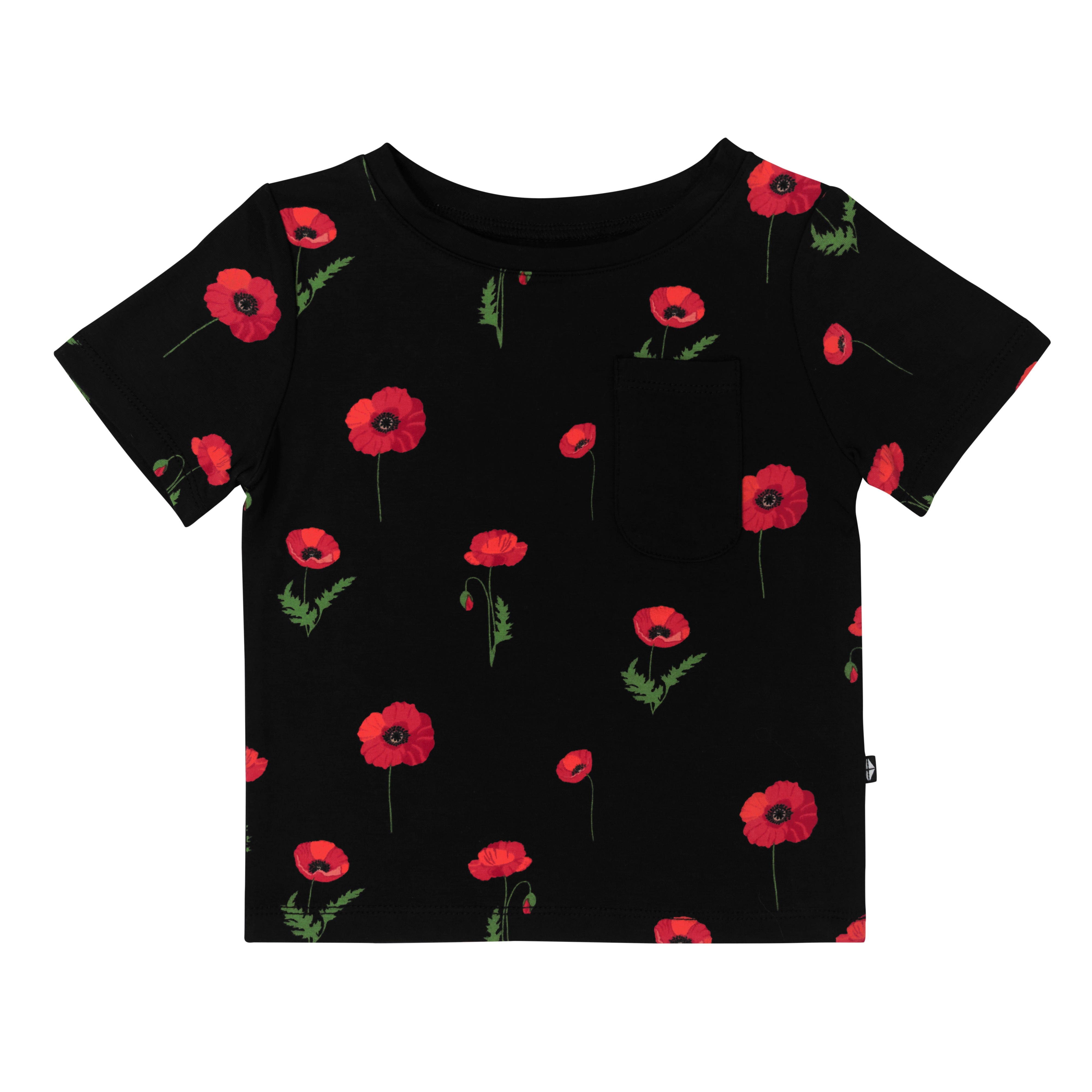 Kyte Baby Short Sleeve Toddler Unisex Tee Toddler Crew Neck Tee in Midnight Poppies