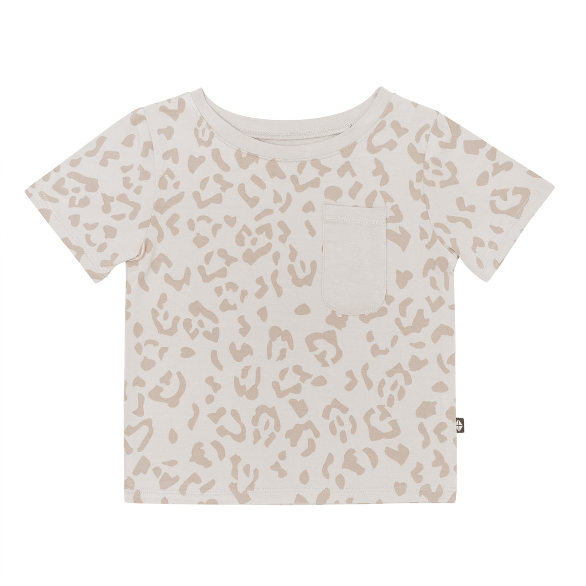 Kyte Baby Short Sleeve Toddler Unisex Tee Toddler Crew Neck Tee in Oat Leopard