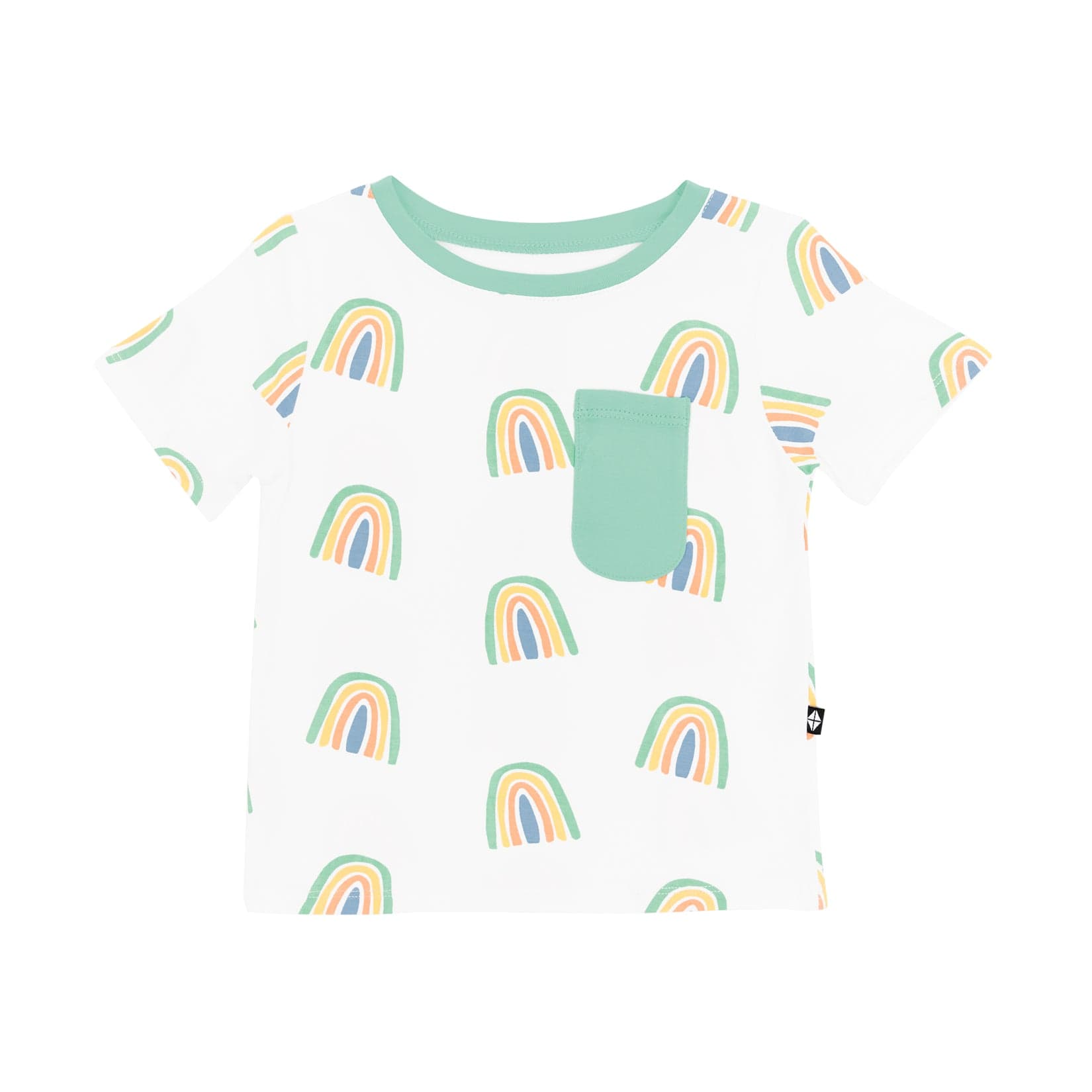 Kyte Baby Short Sleeve Toddler Unisex Tee Toddler Crew Neck Tee in Wasabi Rainbow