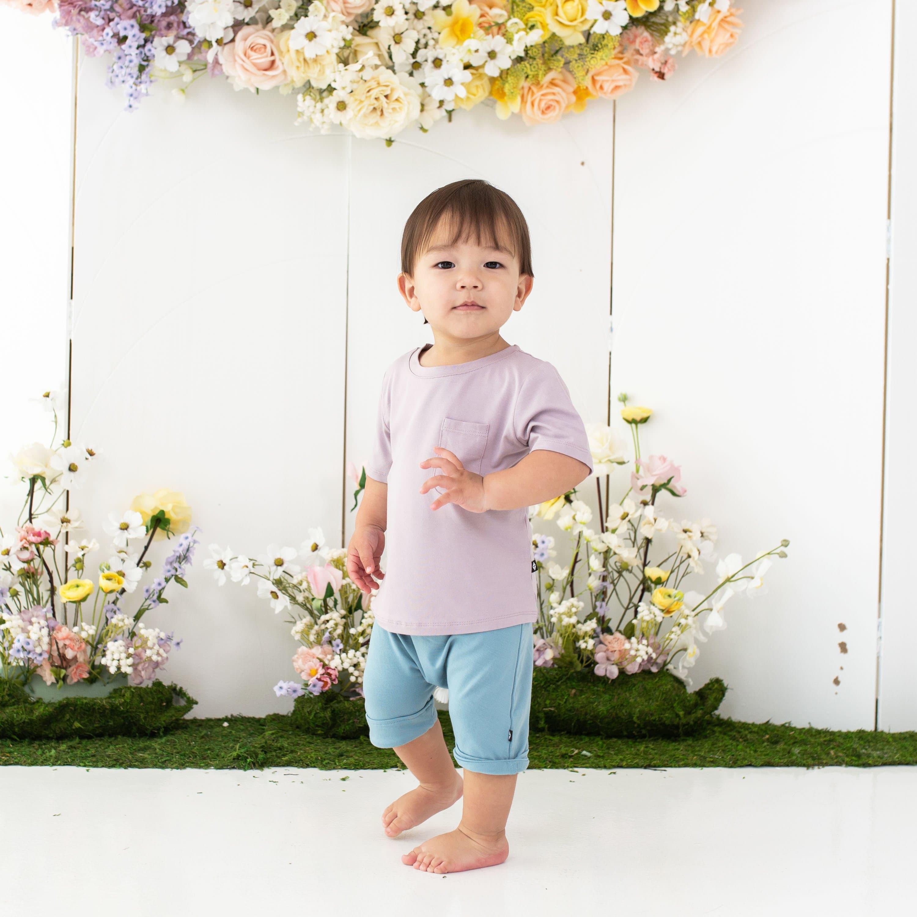 Kyte Baby Short Sleeve Toddler Unisex Tee Toddler Crew Neck Tee in Wisteria