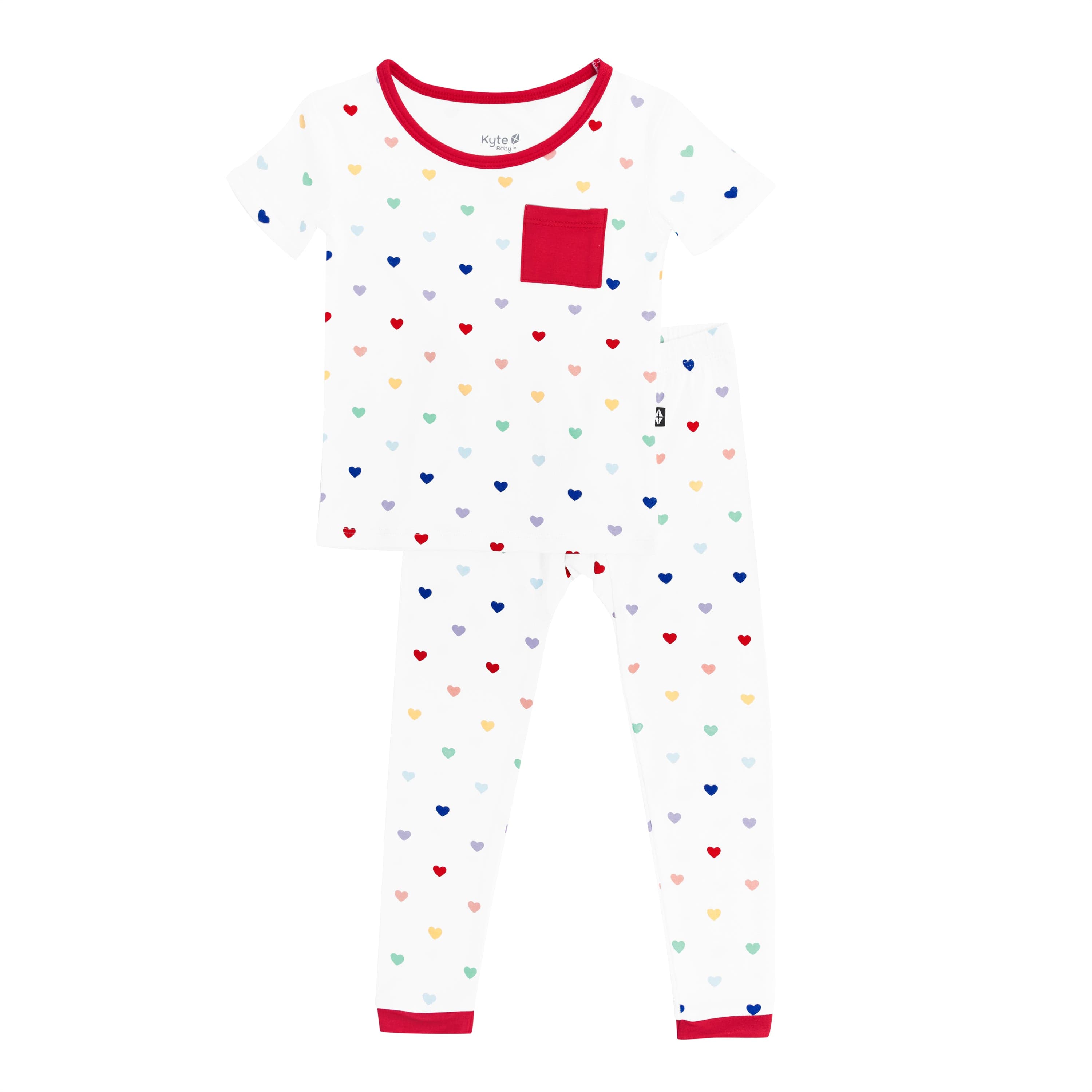 Kyte Baby Short Sleeve with Pants Pajama Short Sleeve with Pants Pajamas in Cloud Rainbow Heart