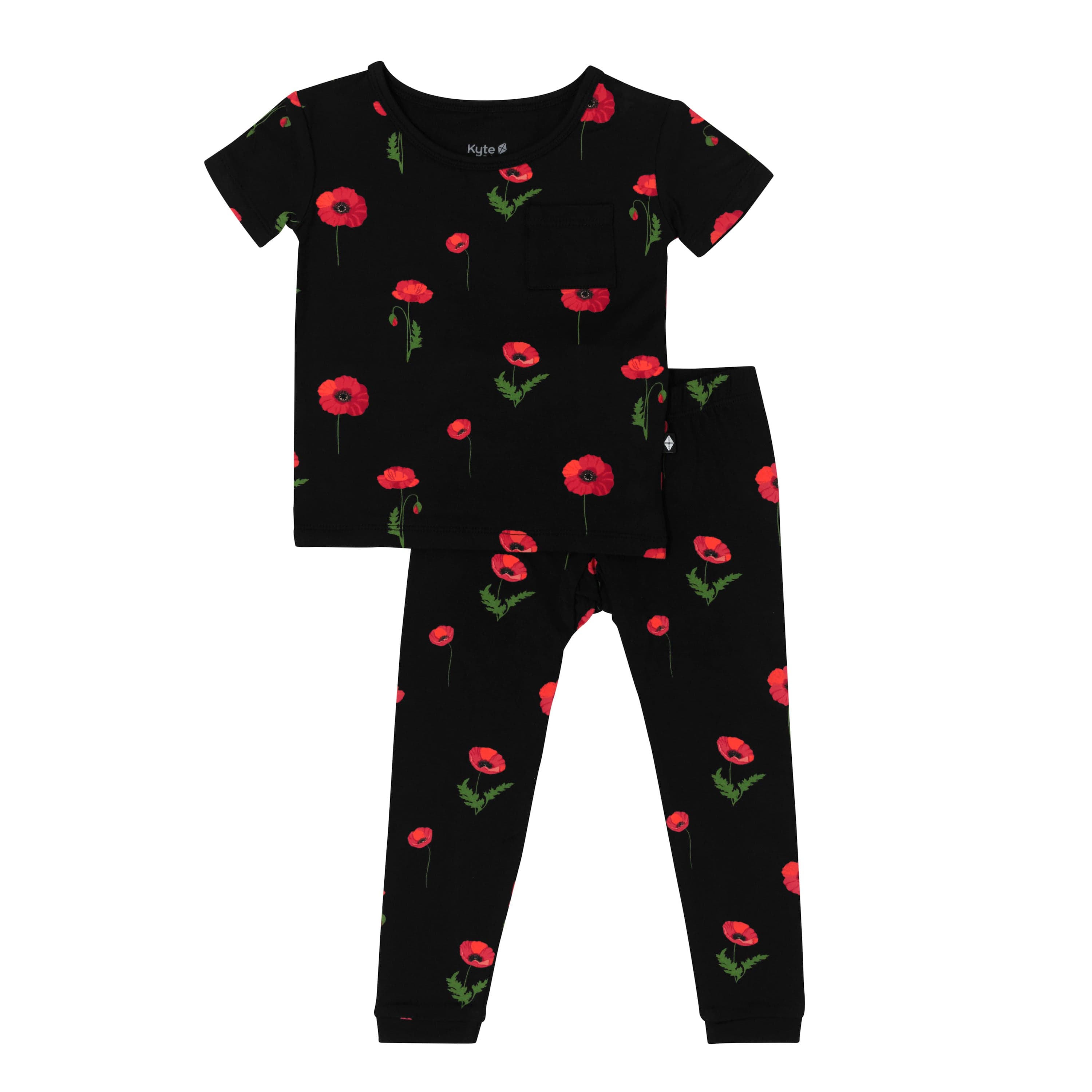 Kyte Baby Short Sleeve with Pants Pajamas in Midnight Poppies