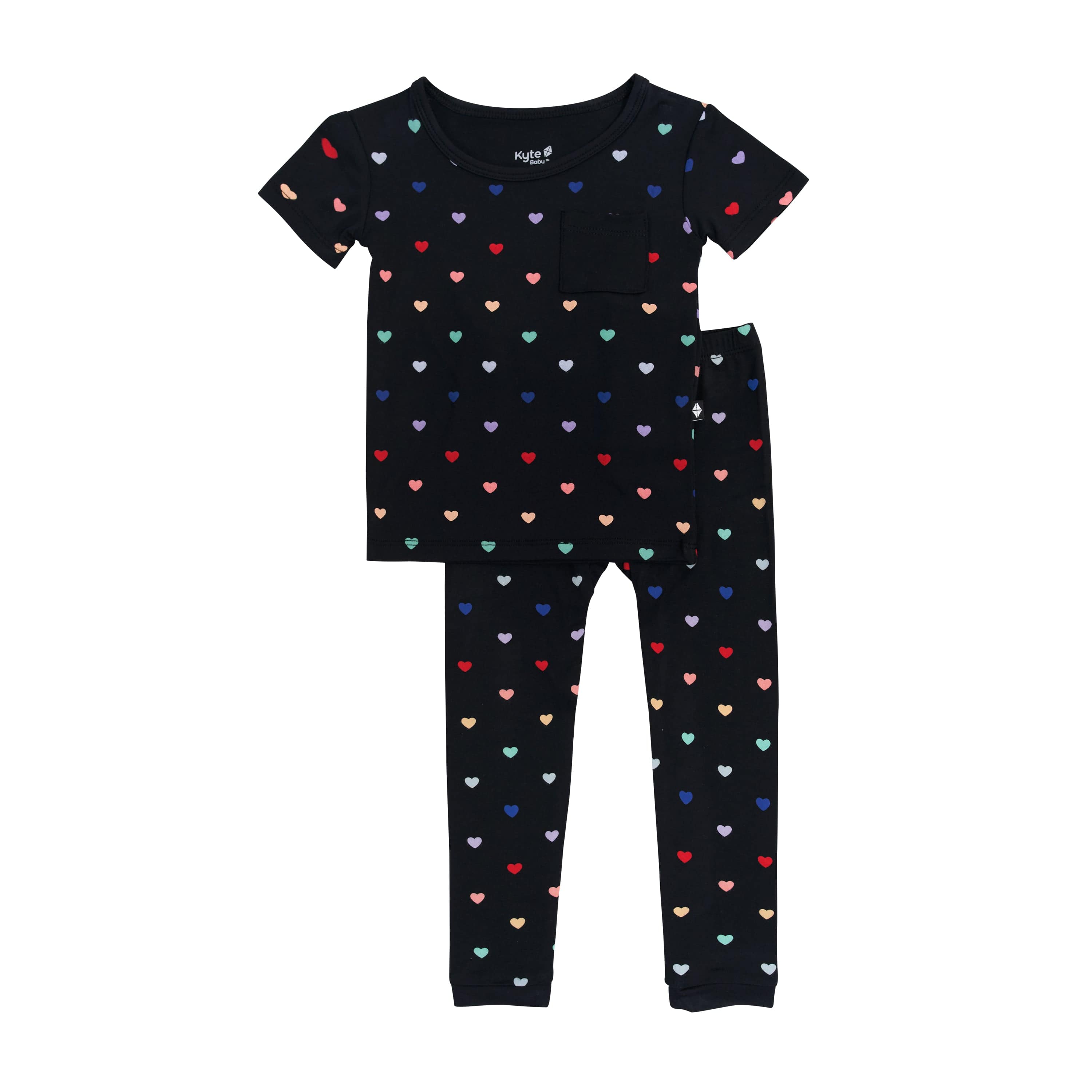 Kyte Baby Short Sleeve with Pants Pajama Short Sleeve with Pants Pajamas in Midnight Rainbow Heart