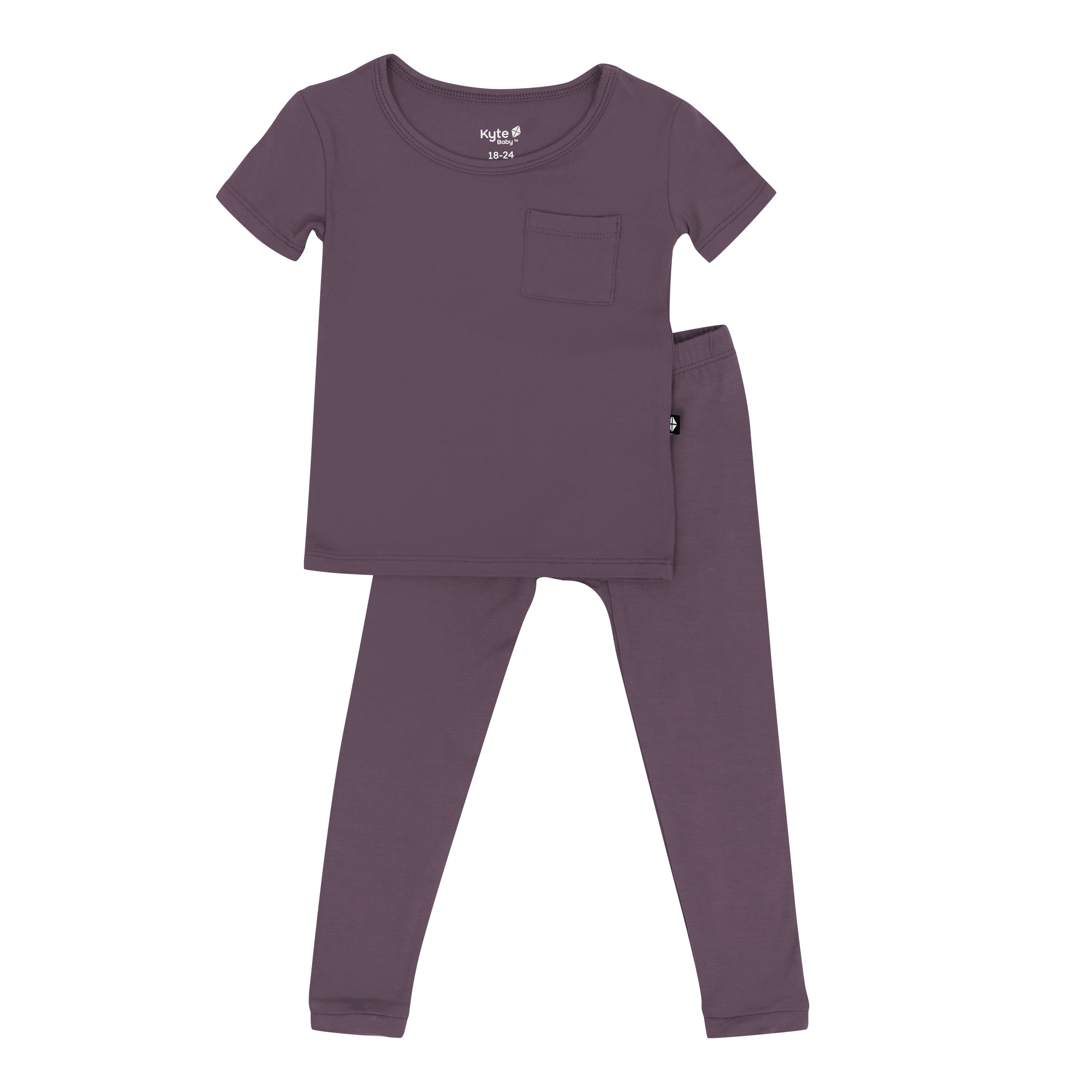 Short Sleeve with Pants Kids Pajamas in Currant