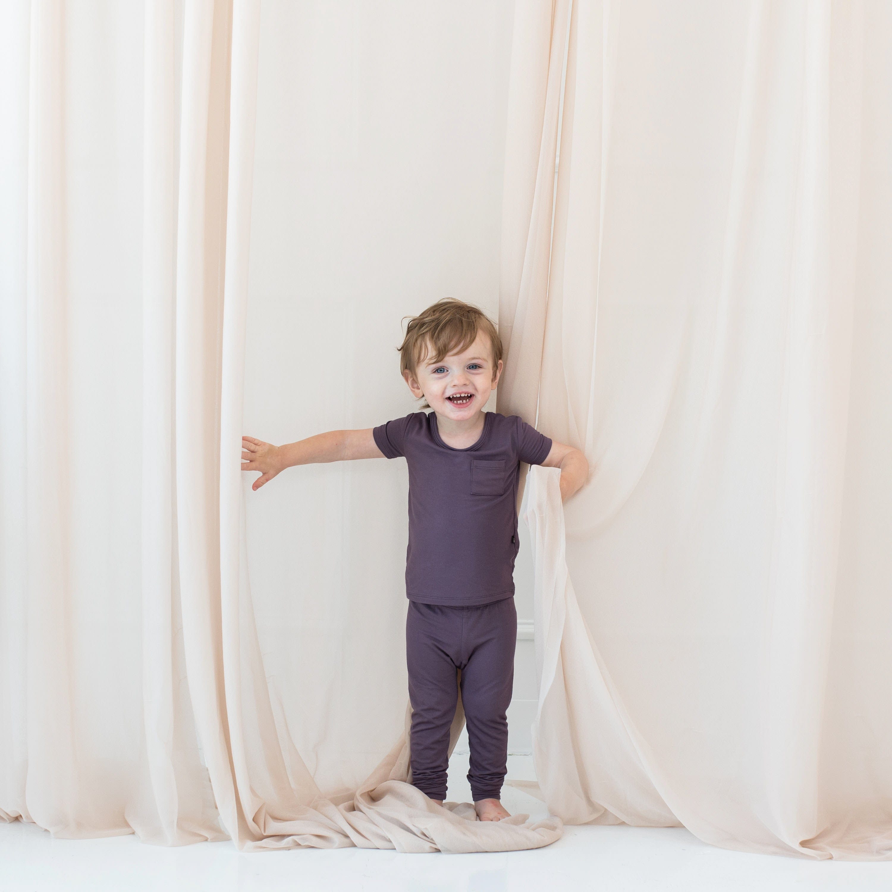 Toddler wearing Short Sleeve with Pants Pajamas in Currant