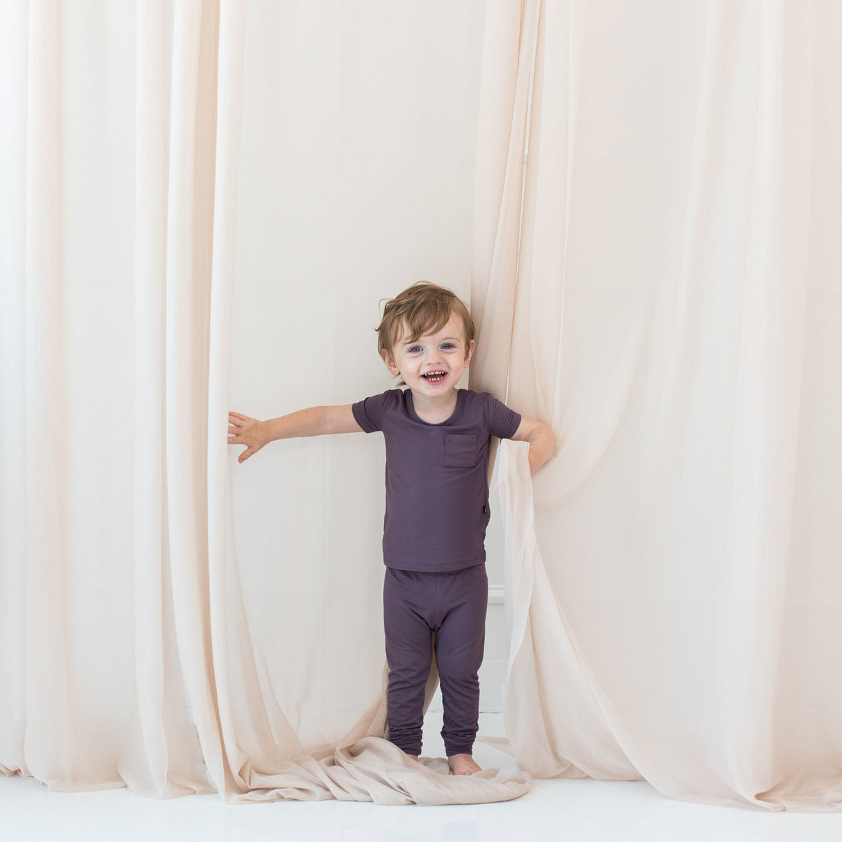 Toddler wearing Short Sleeve with Pants Pajamas in Currant