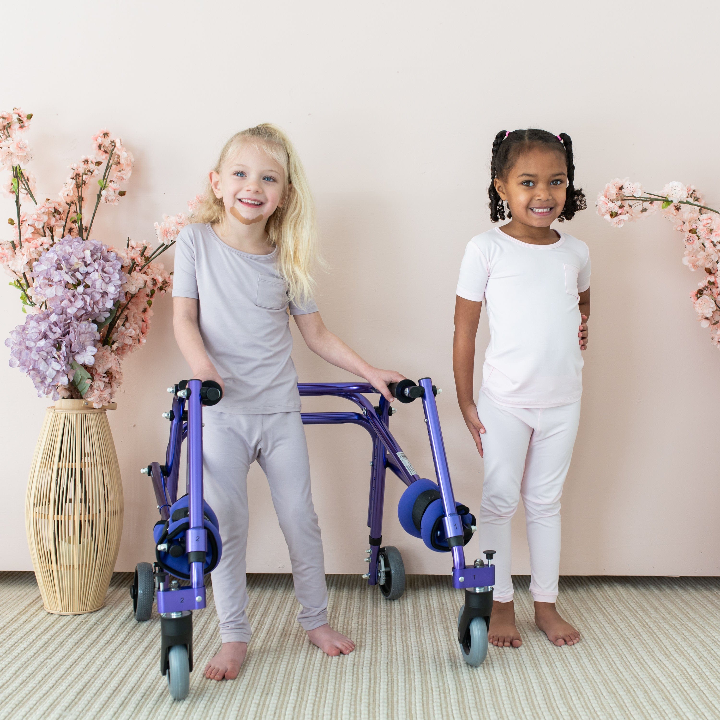 Children wearing Kyte Baby short sleeve kids pajamas with pants