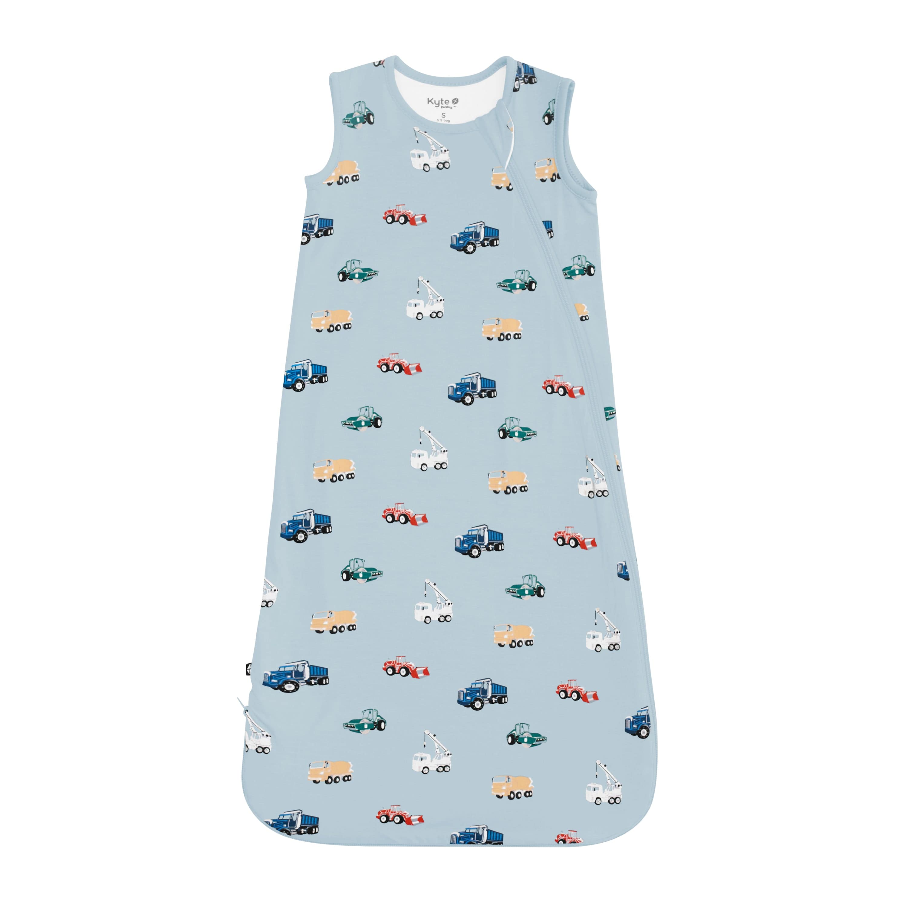 Flat lay photo of the Kyte Baby Sleep Bag in Construction 0.5