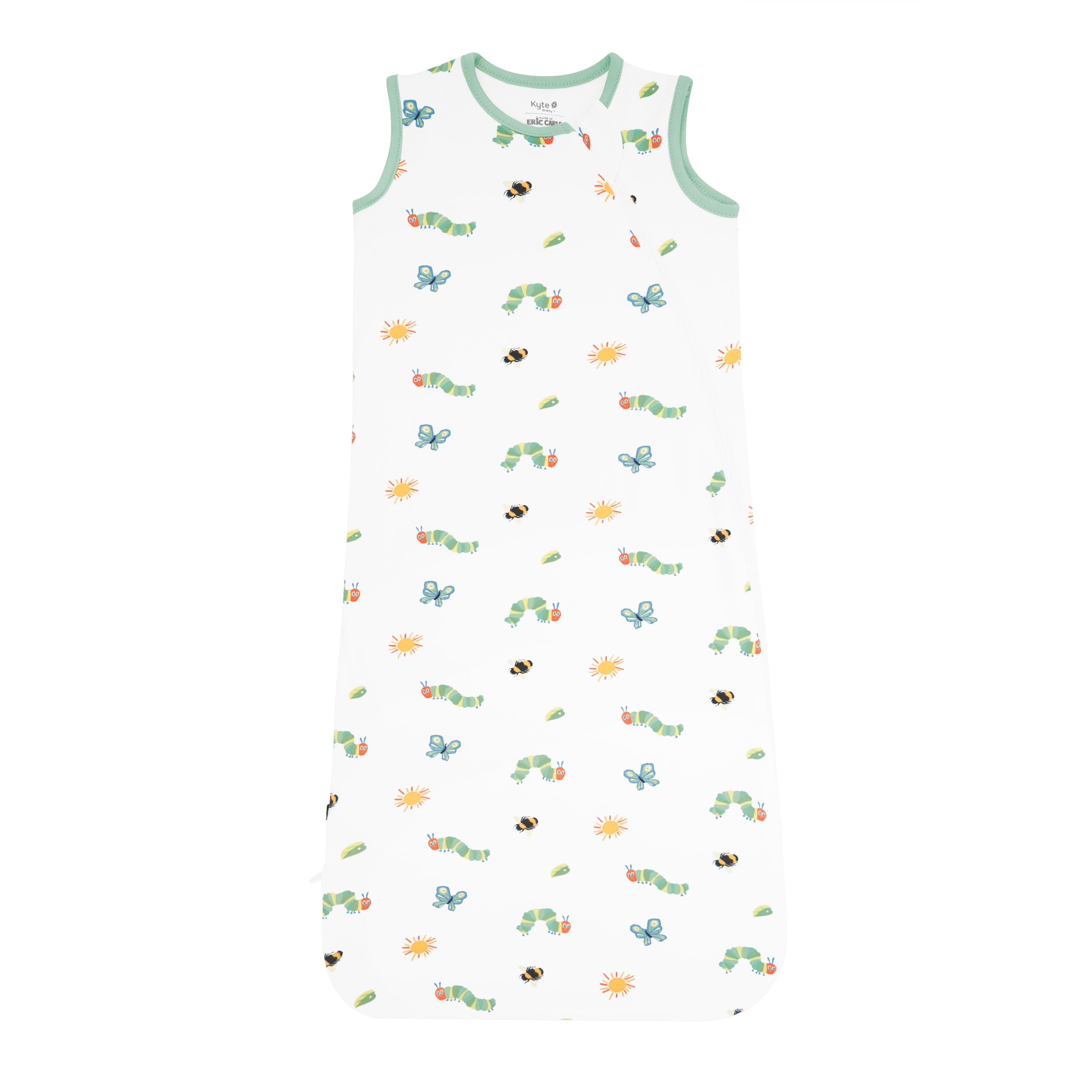Flat lay photo of Kyte Baby 0.5 TOG Sleep Bag in The Very Hungry Caterpillar™ and Friends