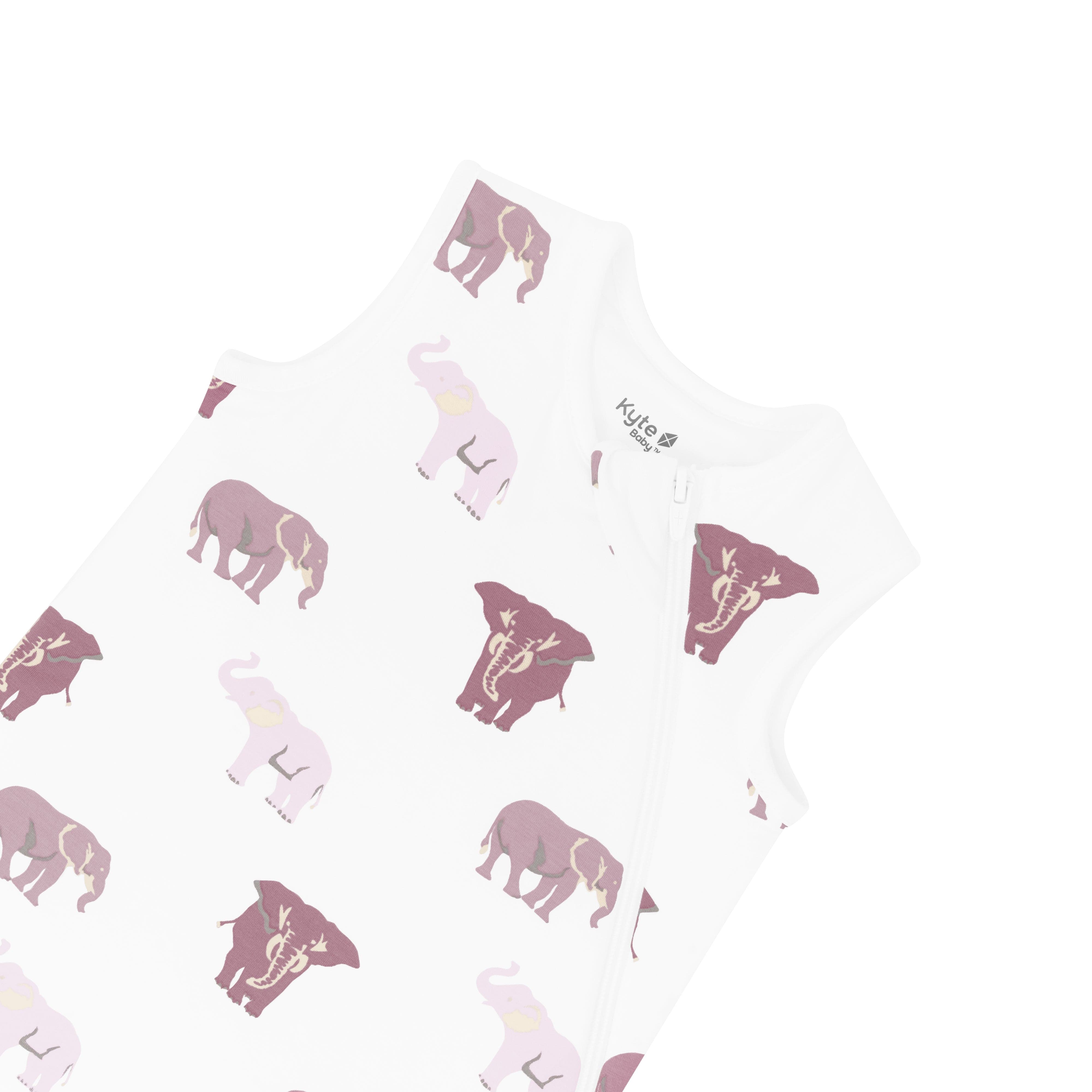 Zipper garage on Kyte Baby Sleep Bag in Elephant 1.0