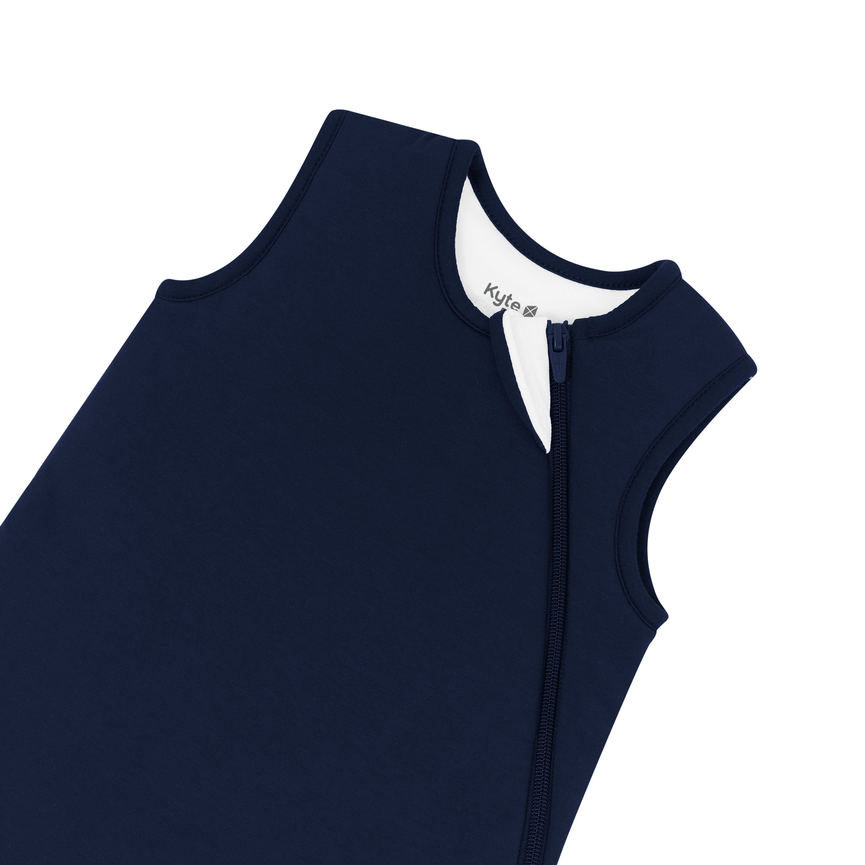 Close up of zipper garage on the Sleep Bag in Navy 2.5