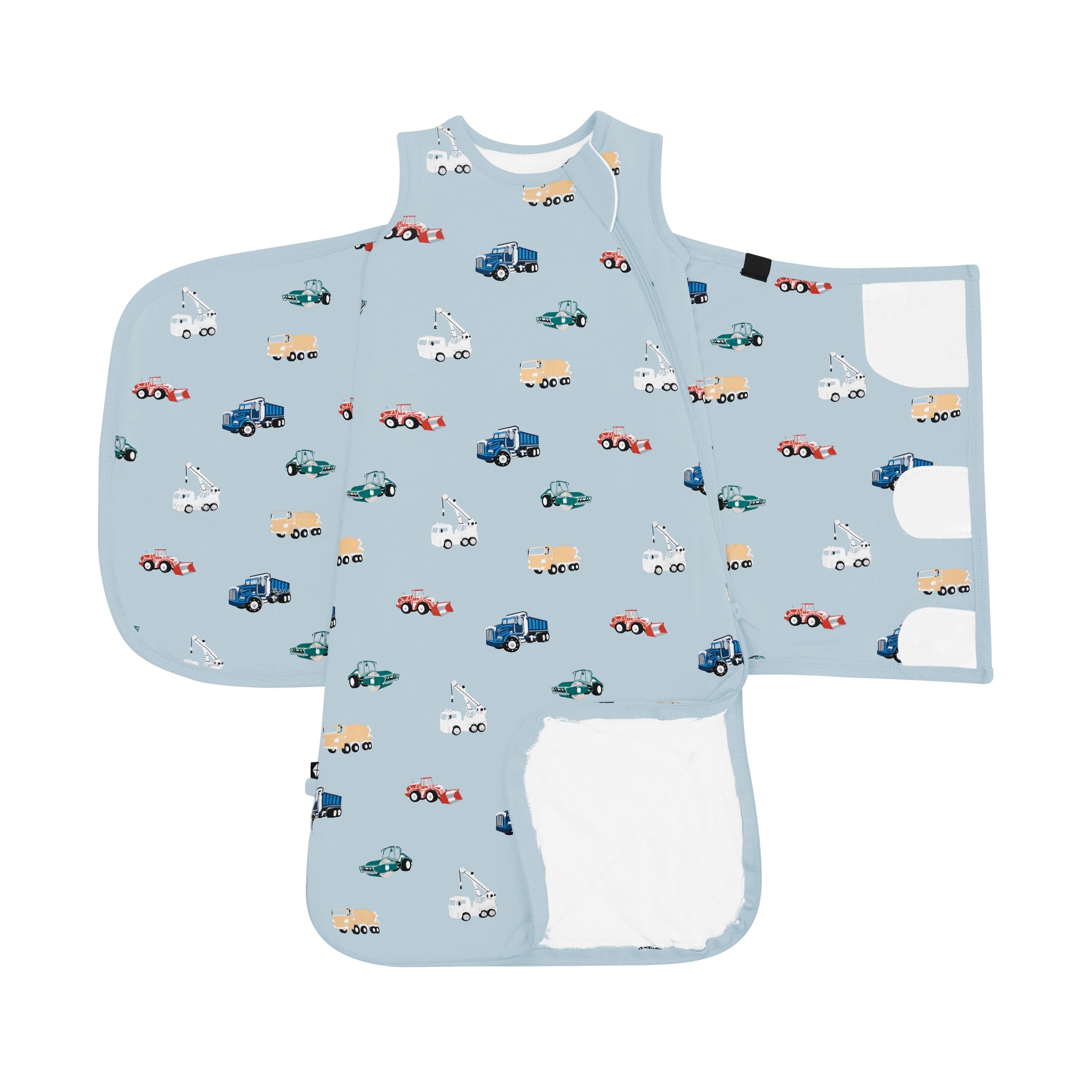Double zipper on Kyte Baby Sleep Bag Swaddler in Construction