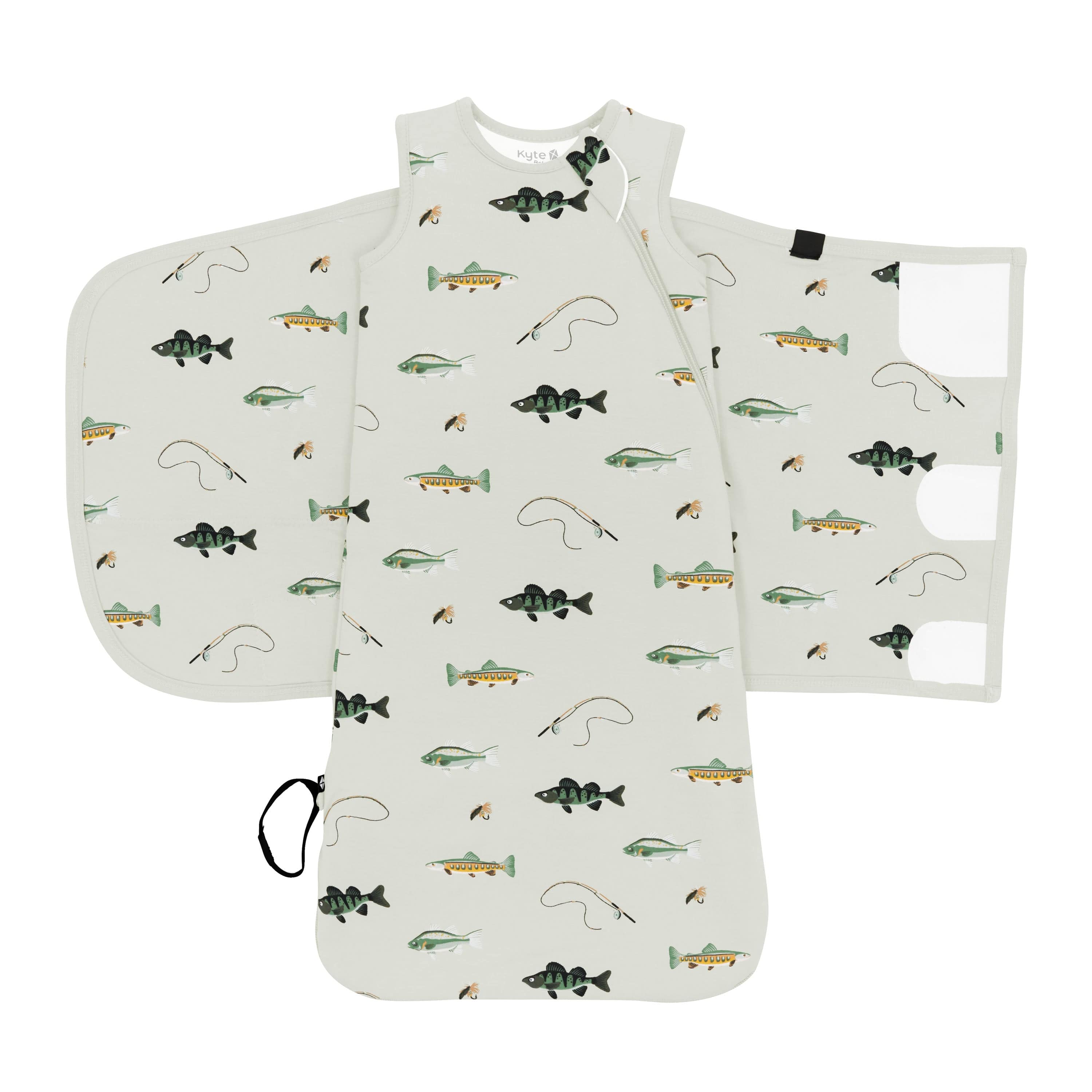 Sleep Bag Swaddler with adjustable velcro in Fishing