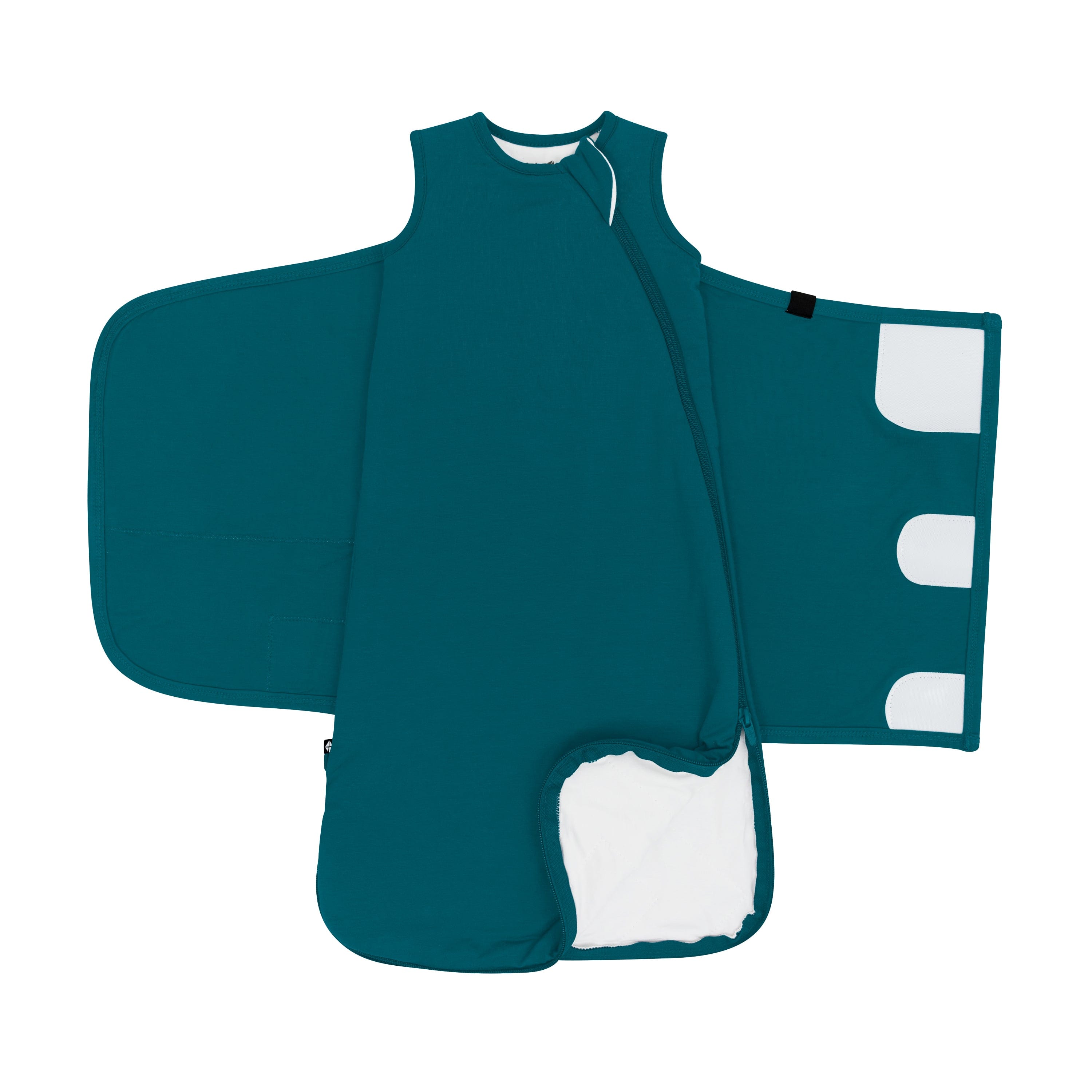 Bottom zipper unzipped on an unswaddled Sleep Bag Swaddler in Loch 1.0