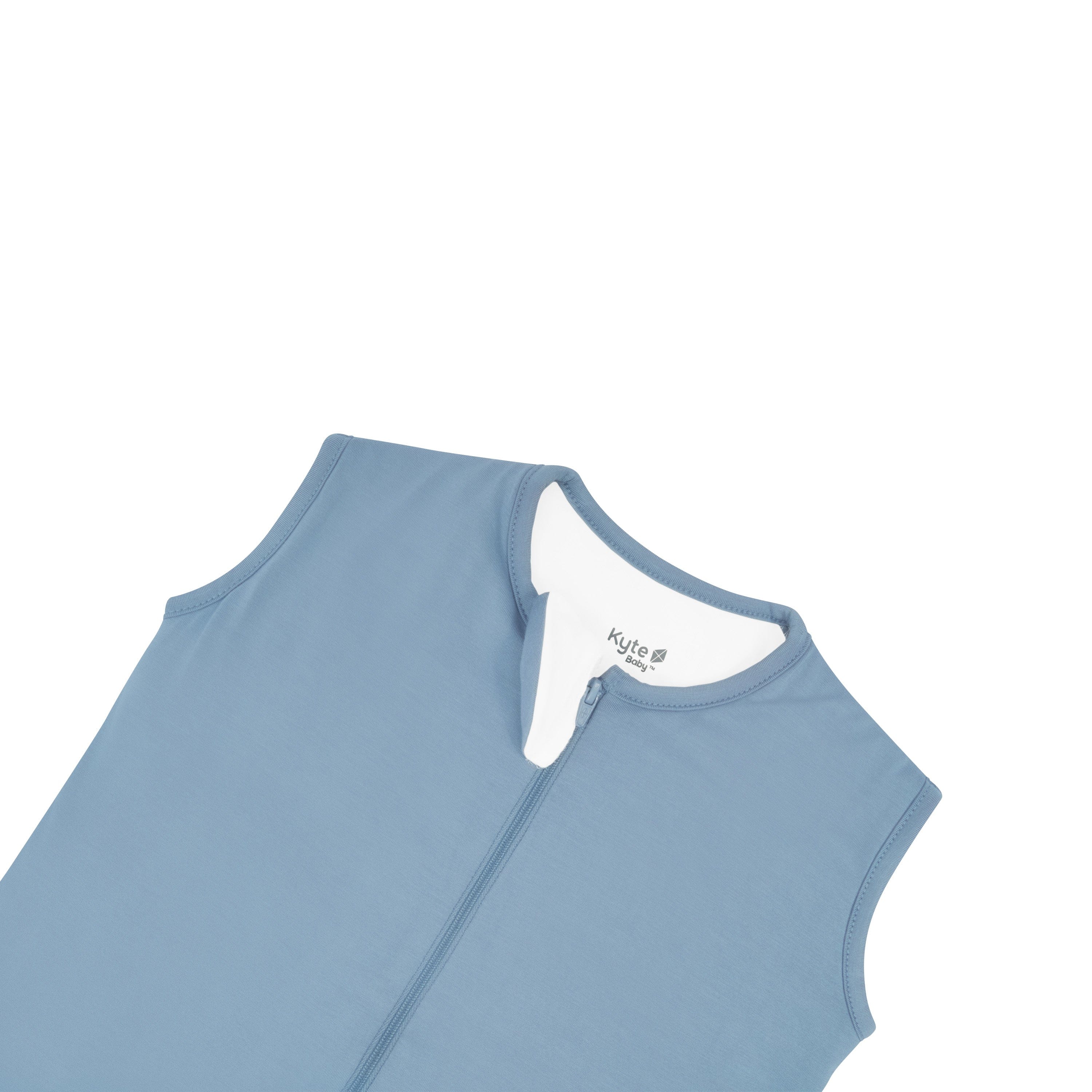 Close up of the zipper garage on the Sleep Bag Walker in Slate 1.0