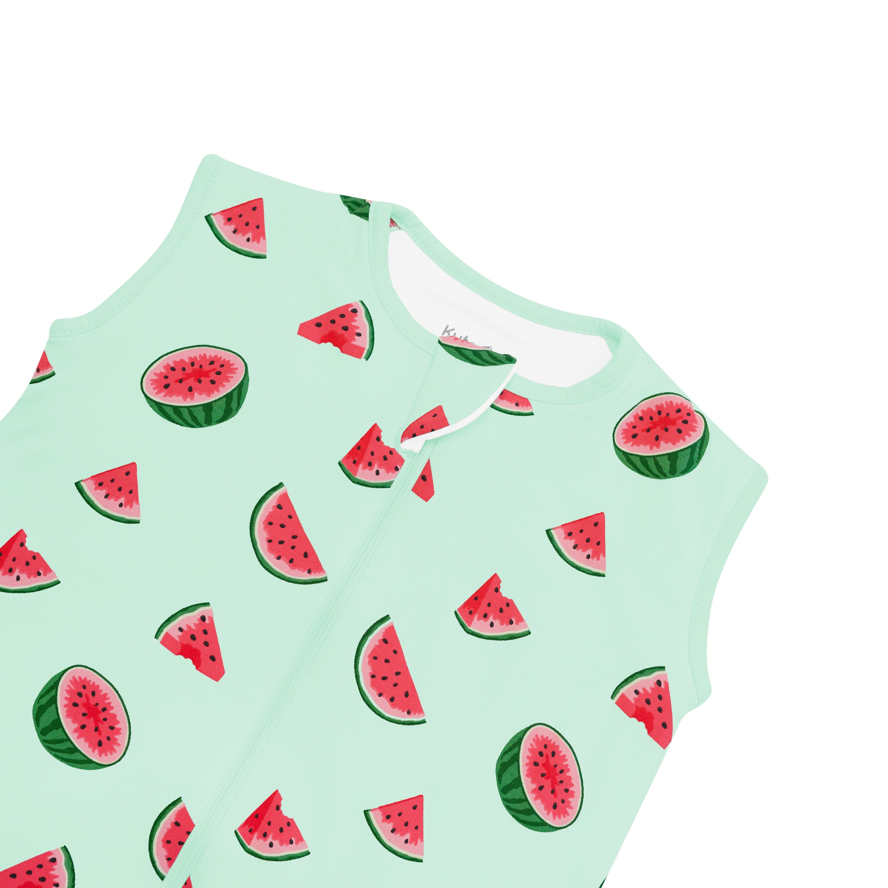Close up of the zipper garage on the Sleep Bag Walker in Watermelon 1.0