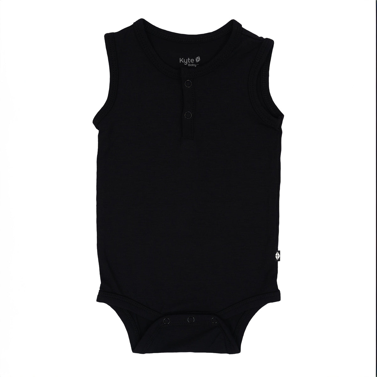 Flat lay of Kyte Baby Sleeveless Bodysuits in Midnight