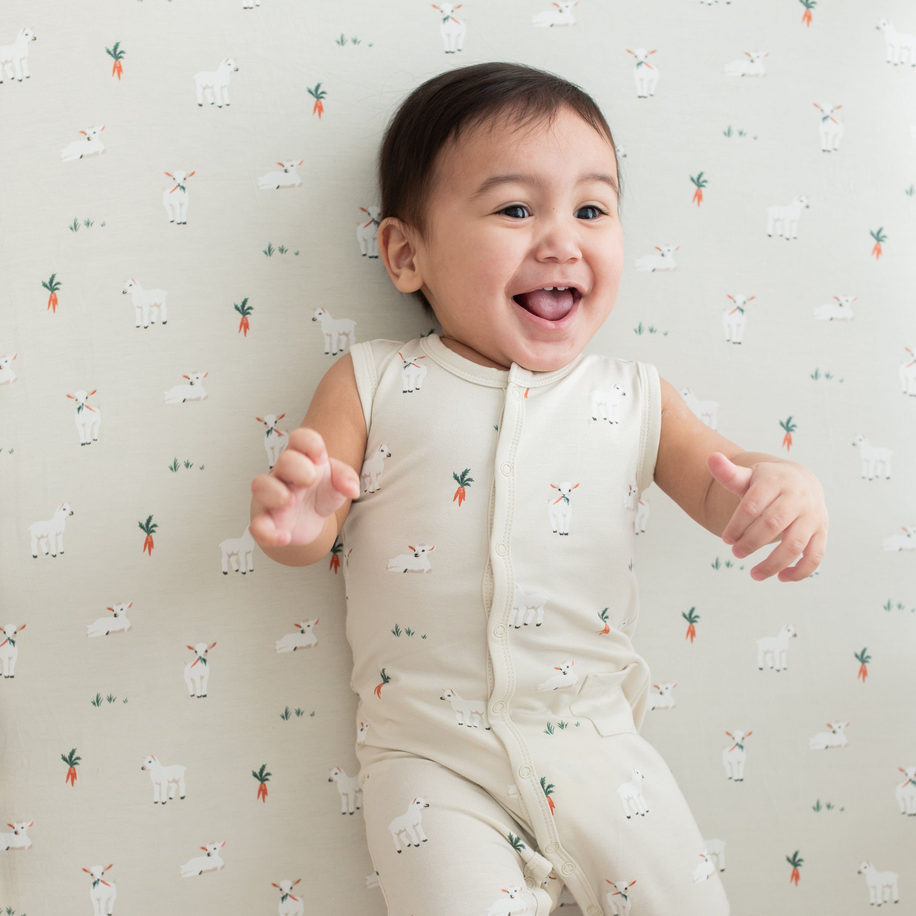 Kyte Baby Sleeveless Snap Romper Sleeveless Romper in Goat