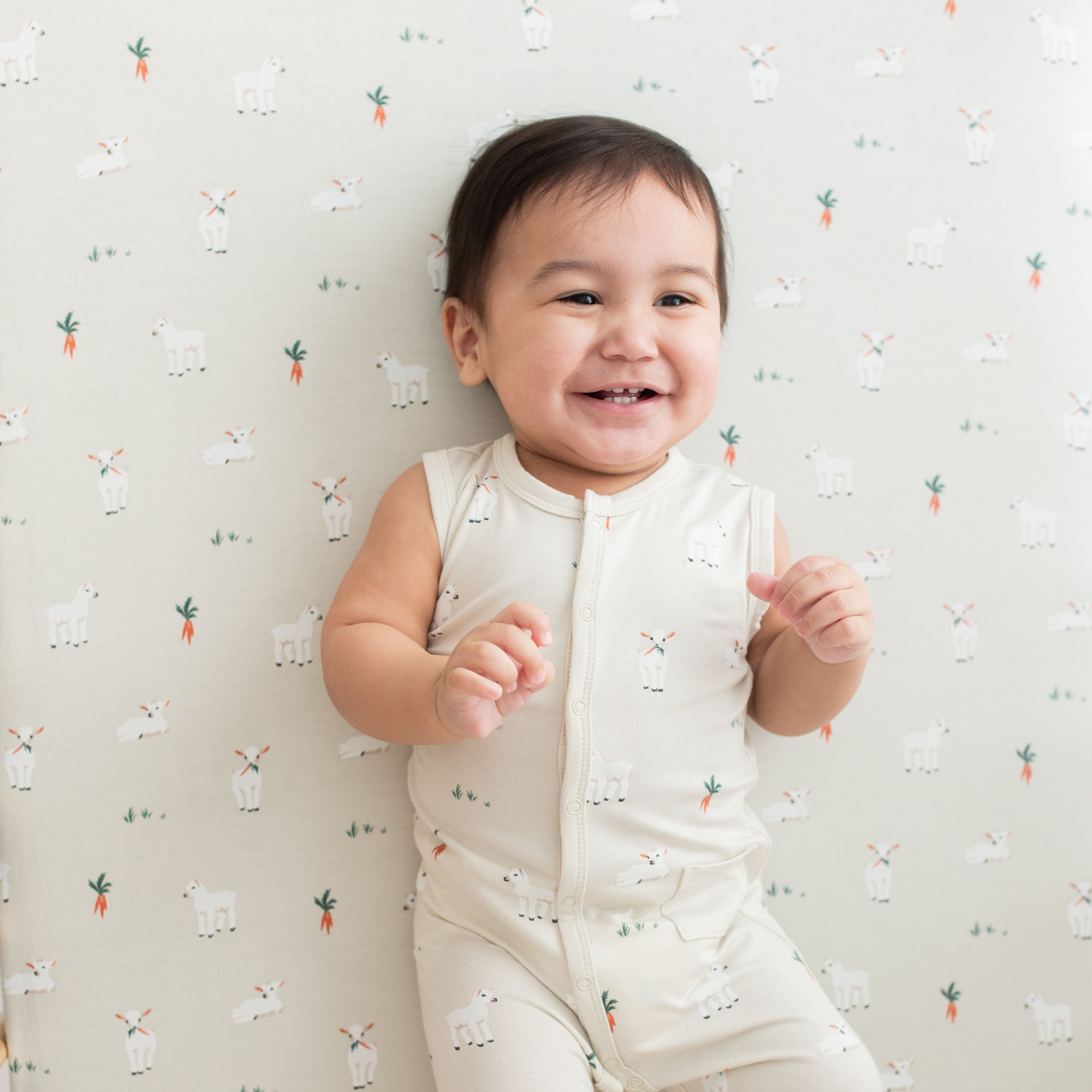 Kyte Baby Sleeveless Snap Romper Sleeveless Romper in Goat
