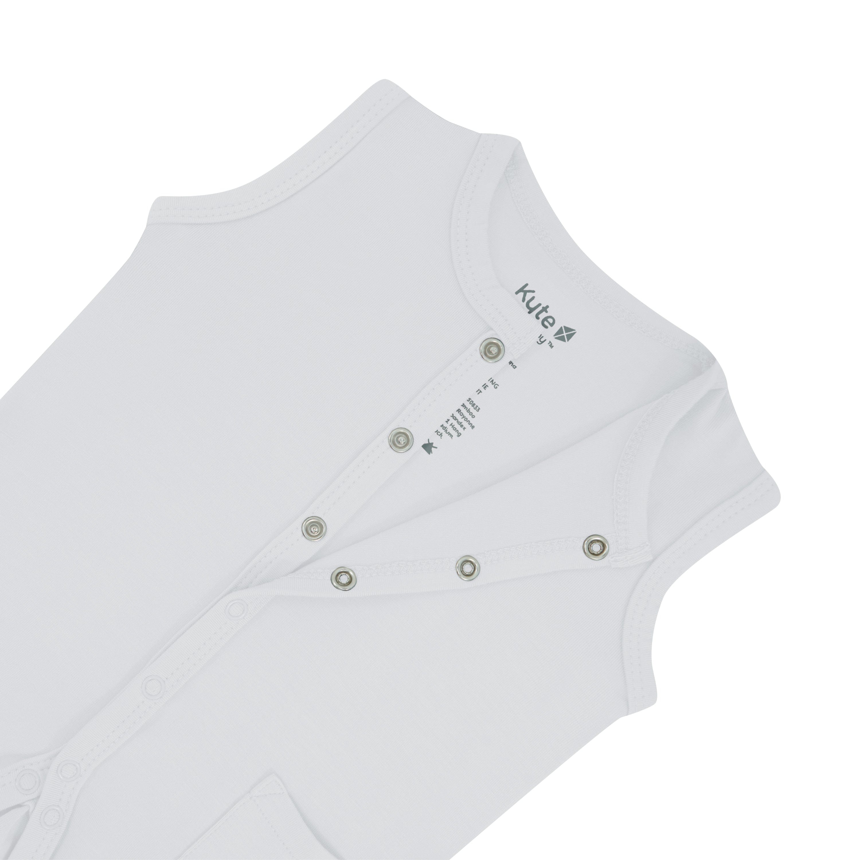 Snap closure on Kyte Baby Sleeveless Romper in Storm