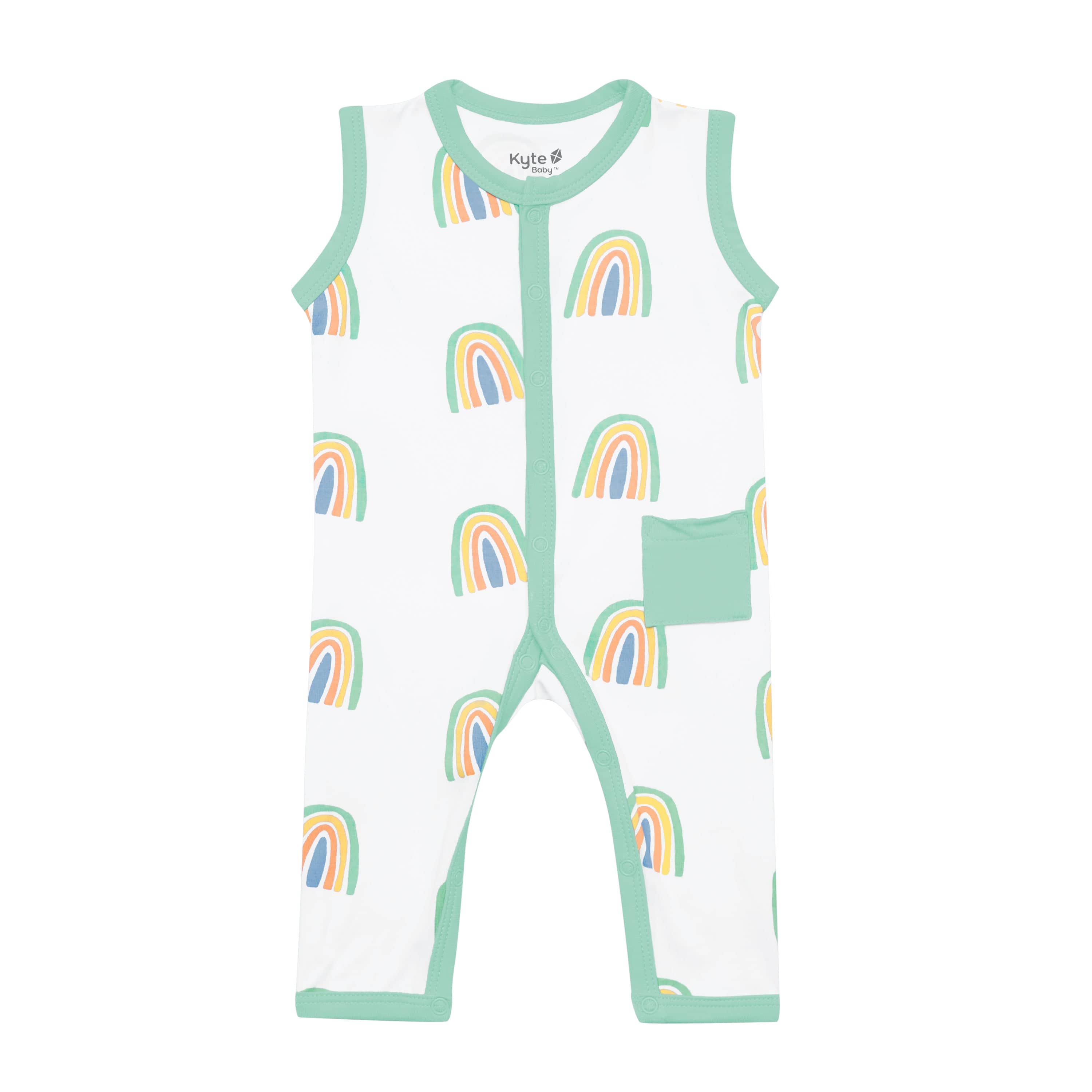 Kyte Baby Sleeveless Snap Romper Sleeveless Romper in Wasabi Rainbow