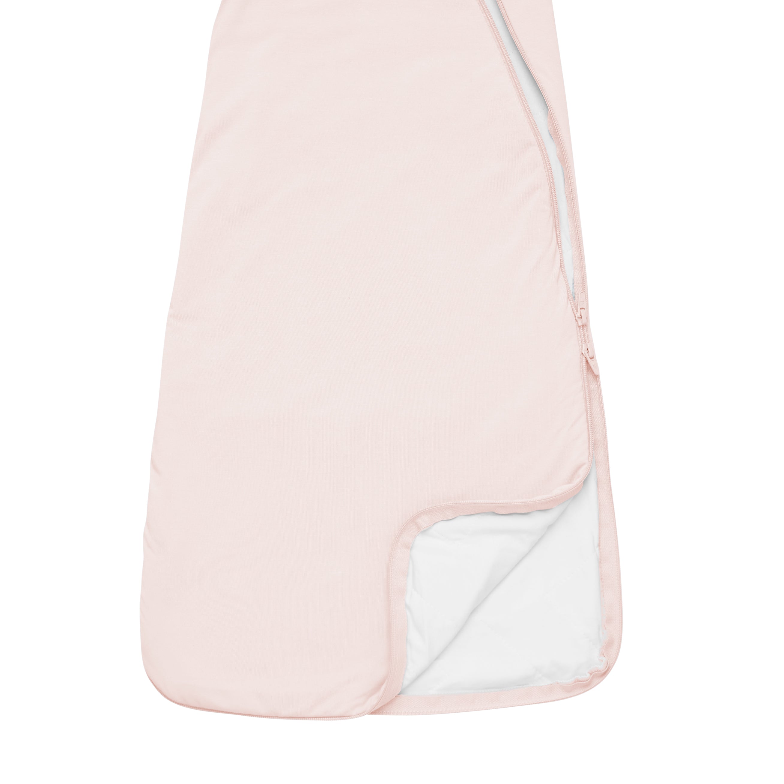 Double zipper on Kyte Baby Slumber Bag in Blush