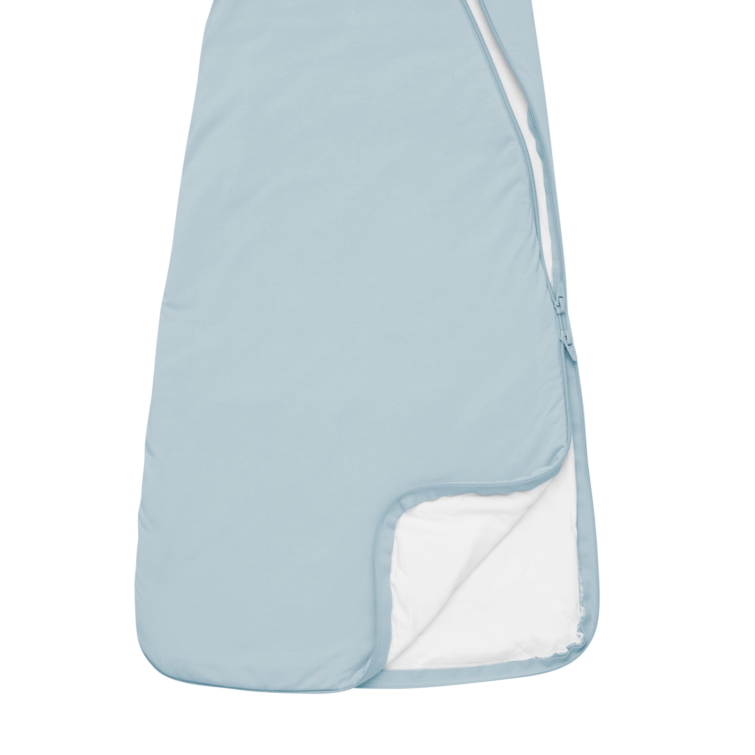 Double zipper on Kyte Baby Slumber Bag in Fog