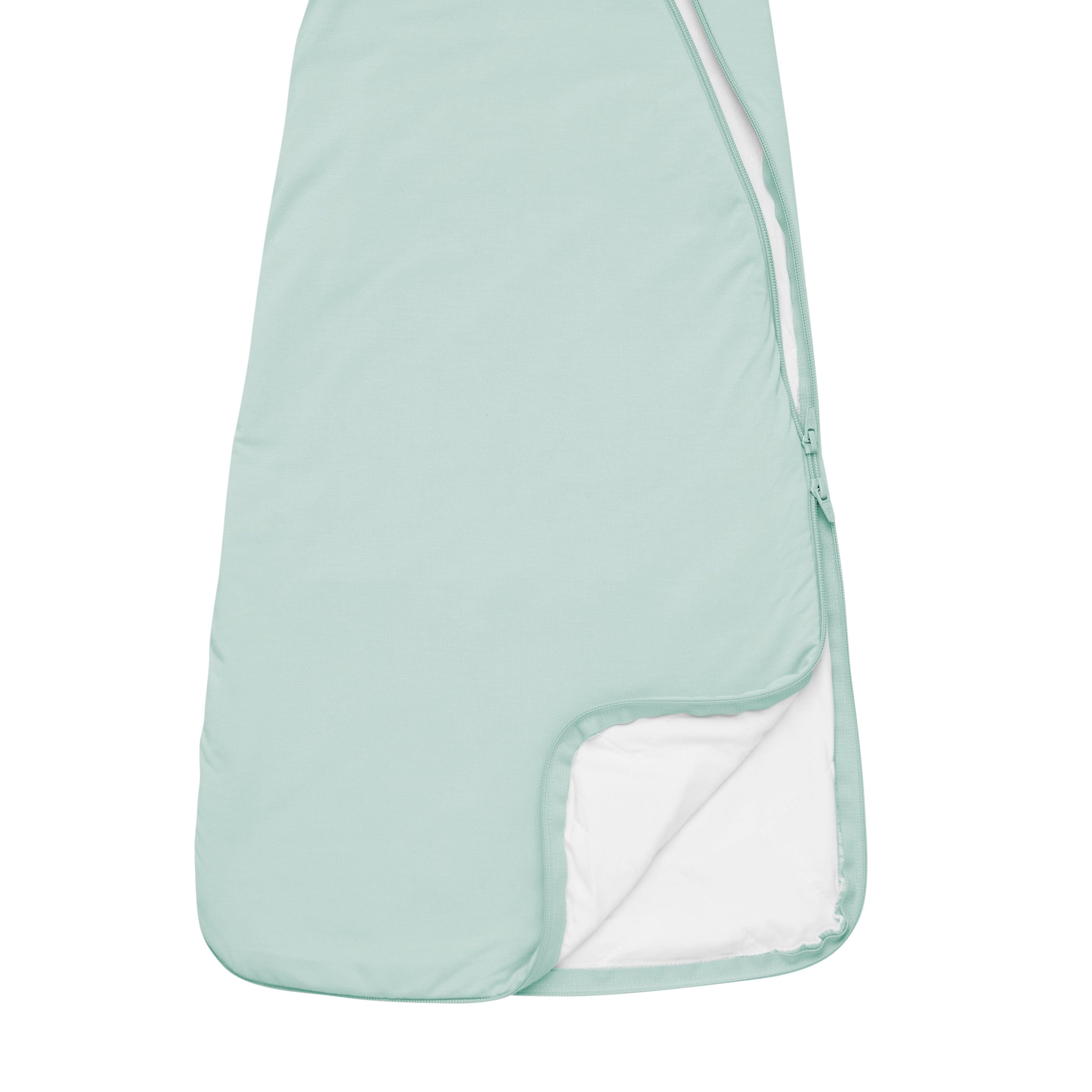 Double zipper on Kyte Baby Slumber Bag in Sage