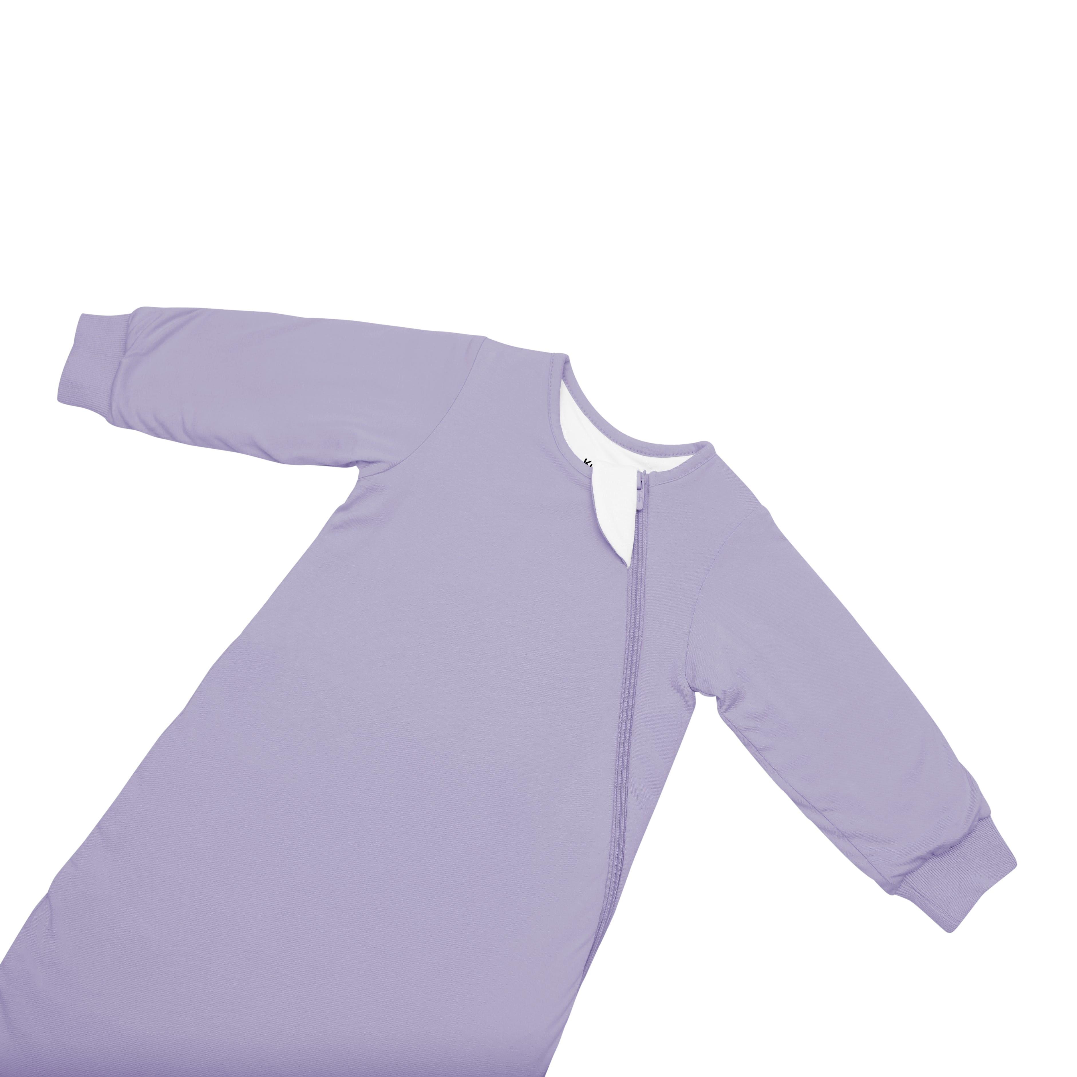 Zipper garage on Kyte Baby bamboo Slumber Bag in Taro