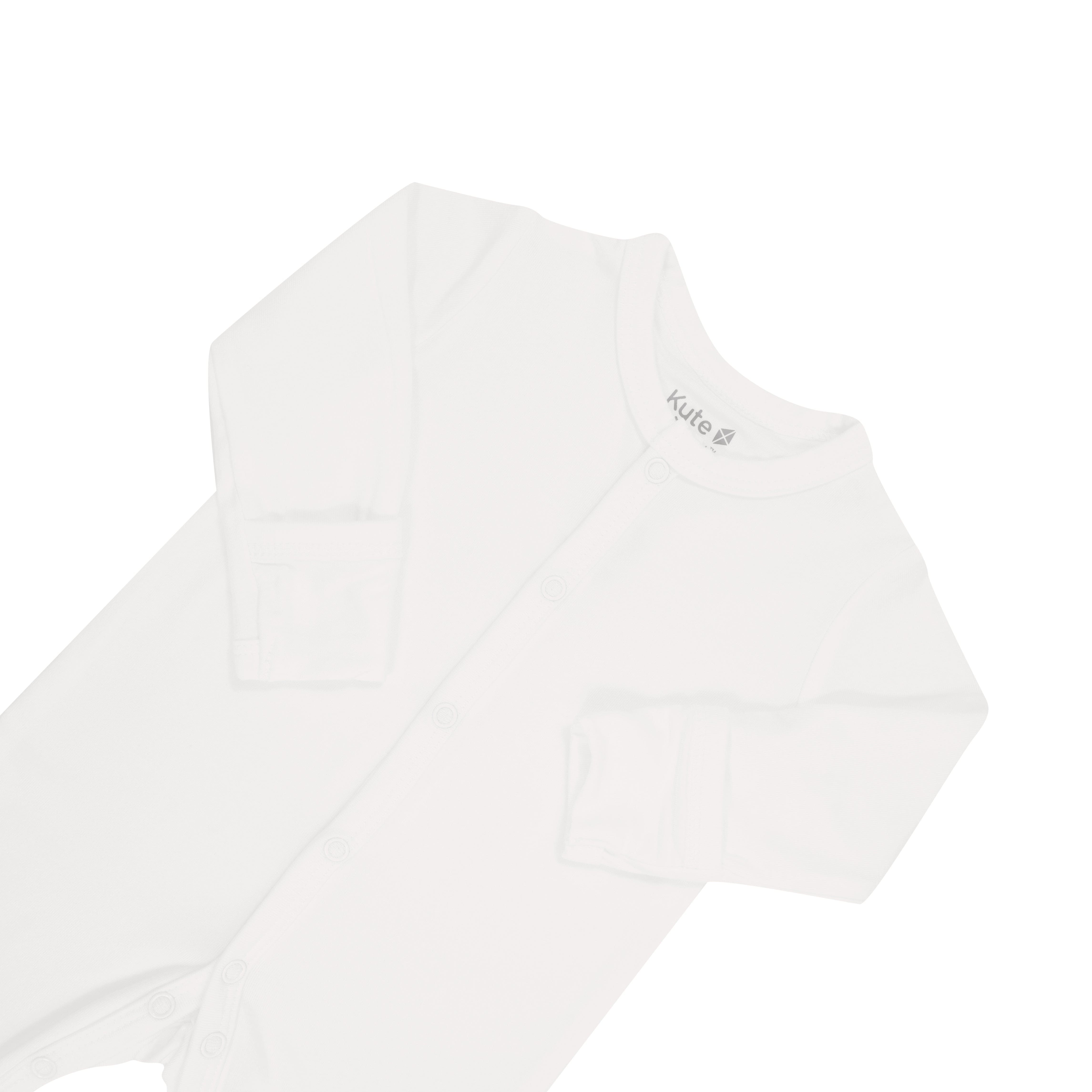 Foldover cuffs on Kyte Baby snap Footie in Cloud