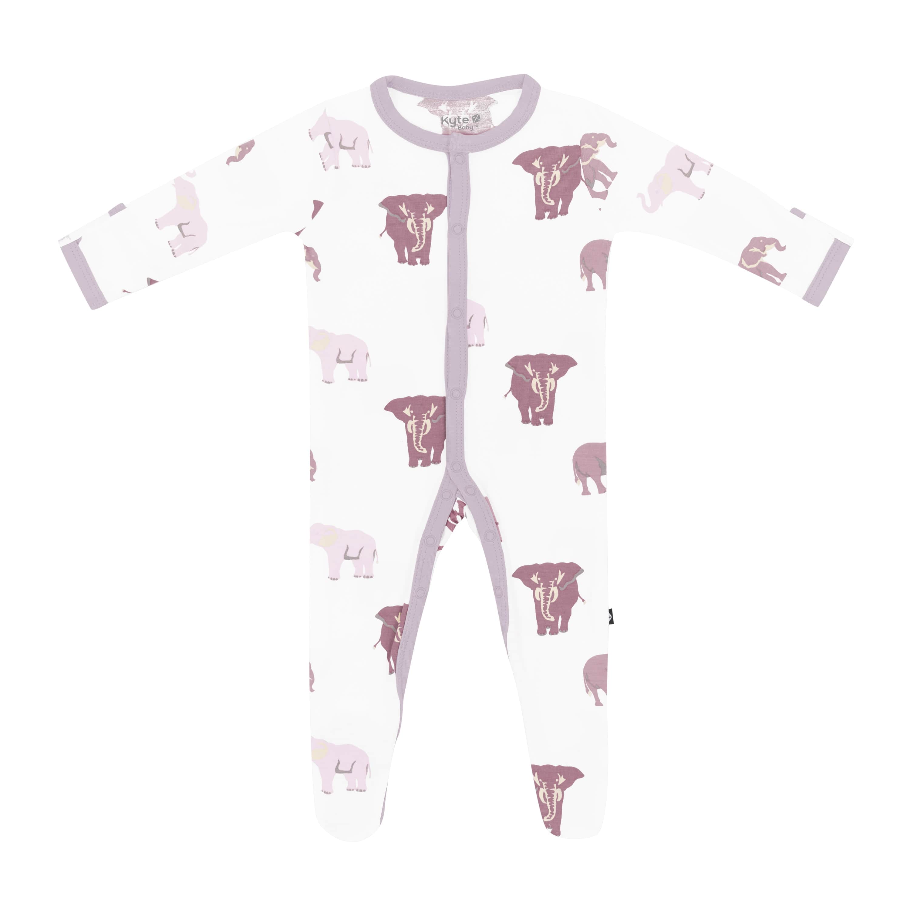 Kyte Baby snap footie in Elephant