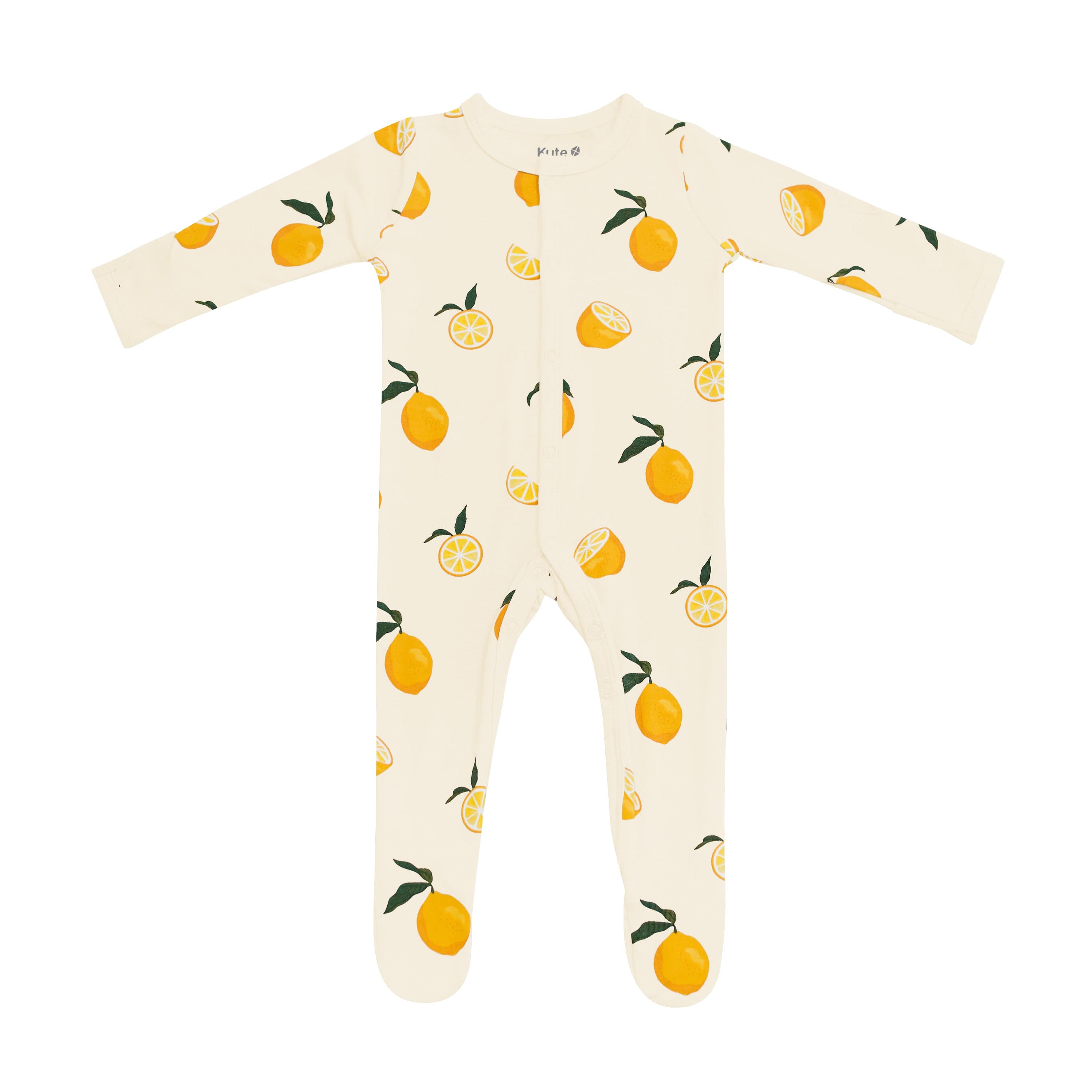 Footie pajamas with snaps in Lemon