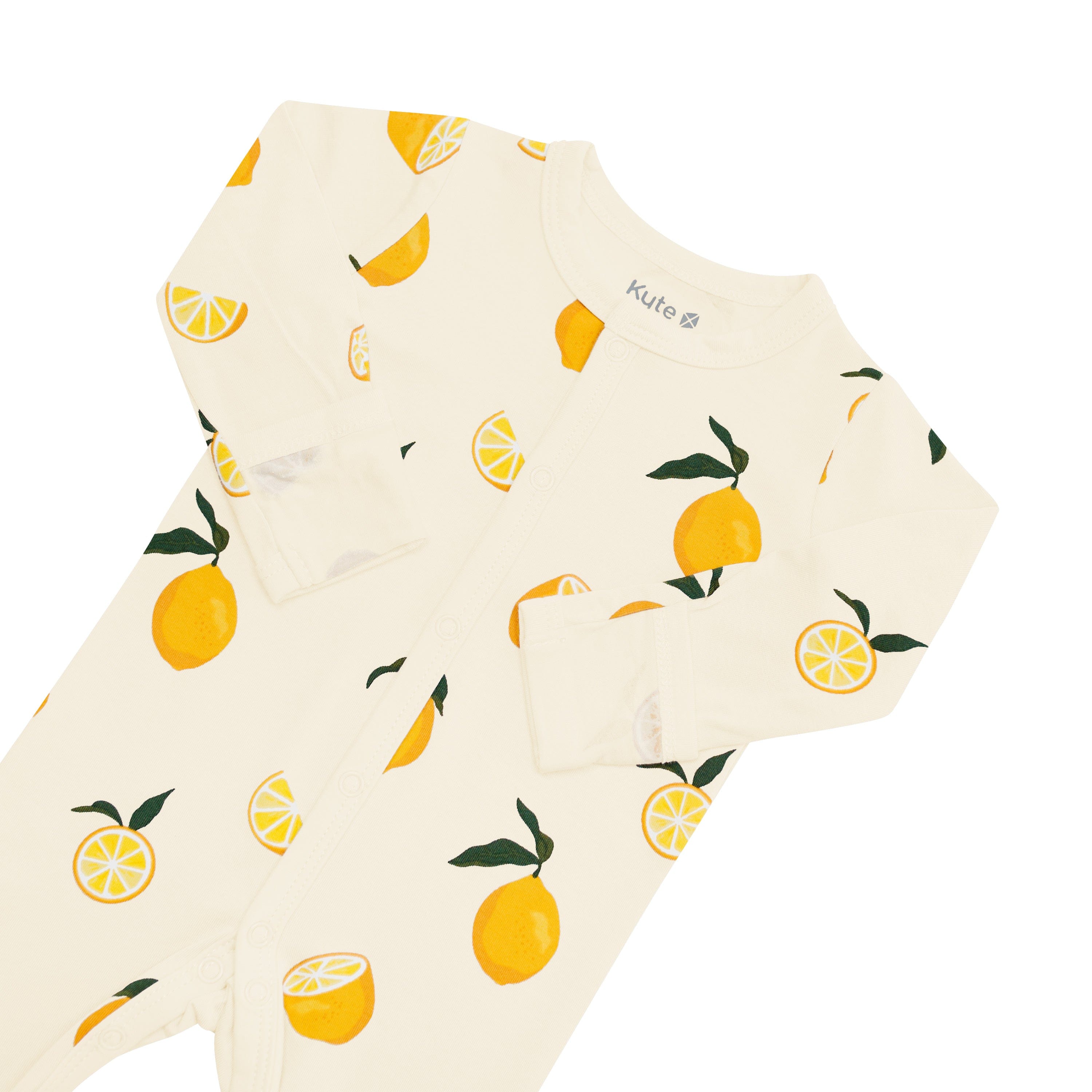 Foldover Cuffs on Snap Footie in Lemon
