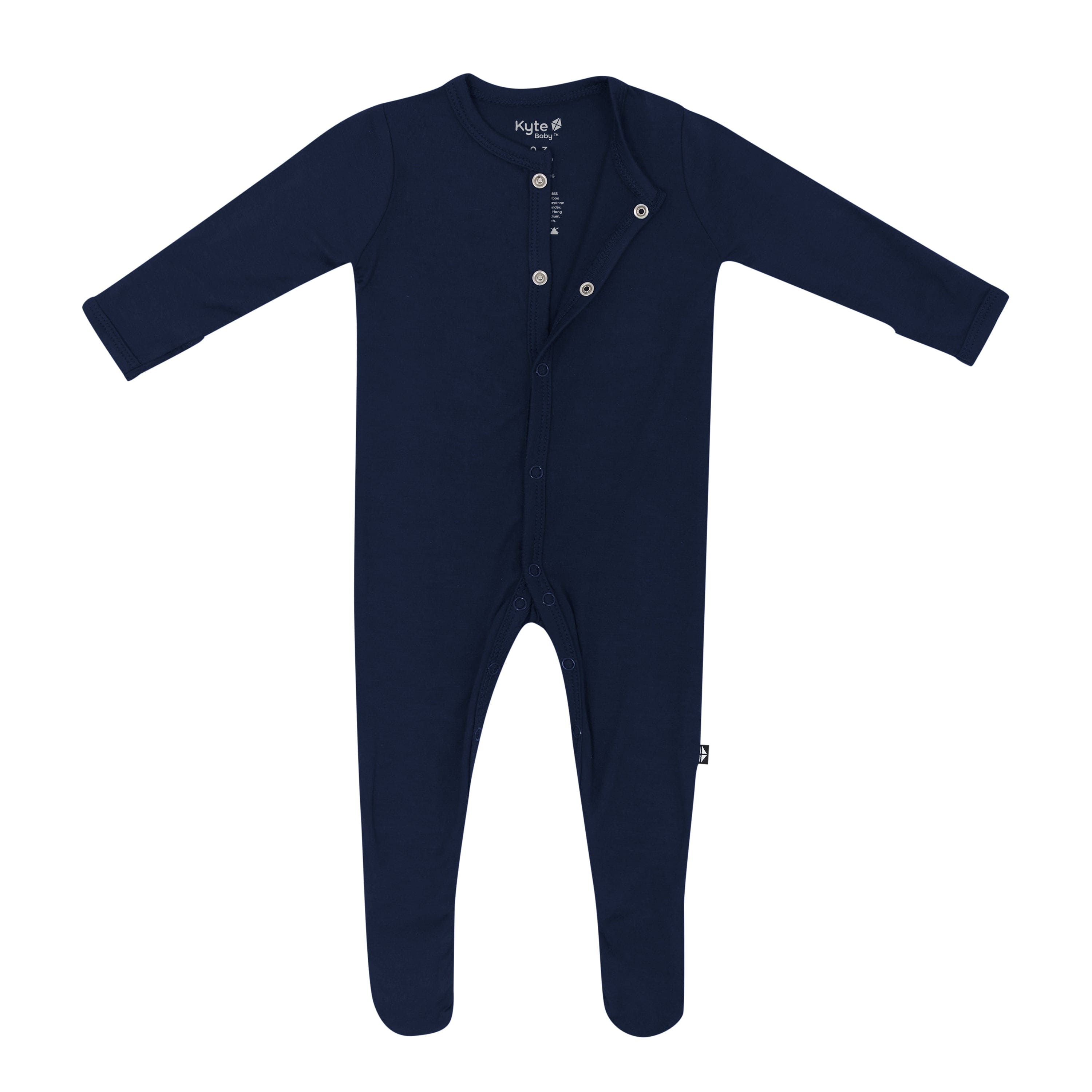 Snaps on Kyte Baby Footie in Navy