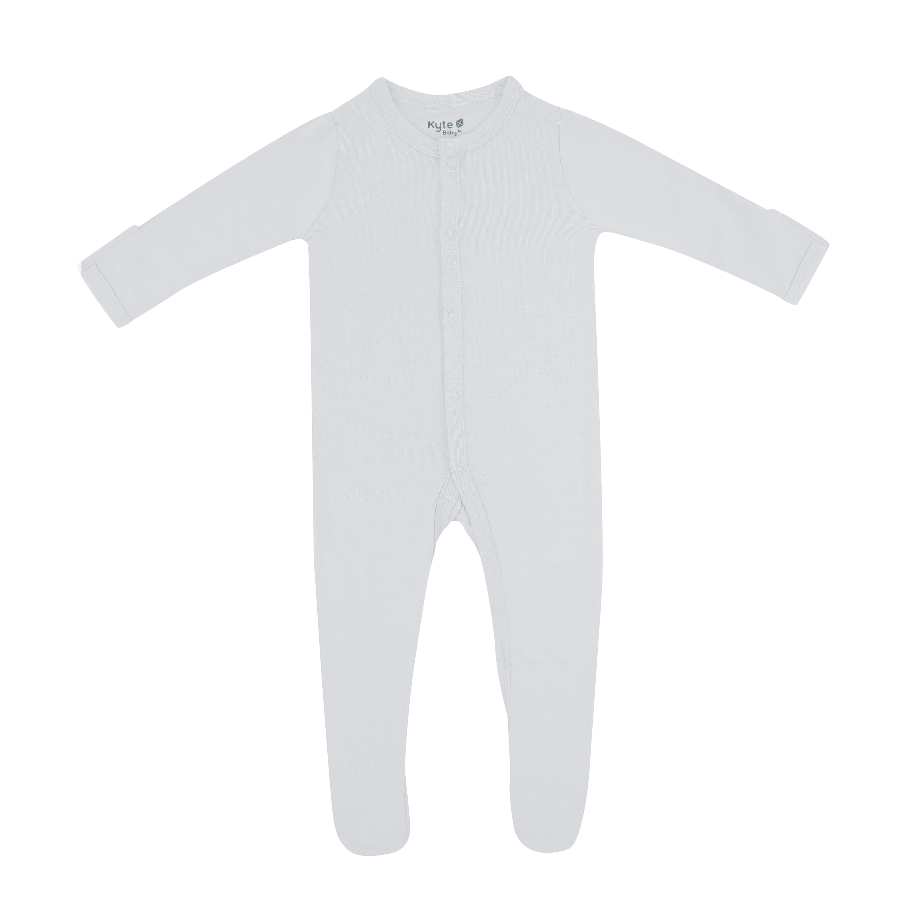 Flat lay of Kyte Baby Footie in Storm