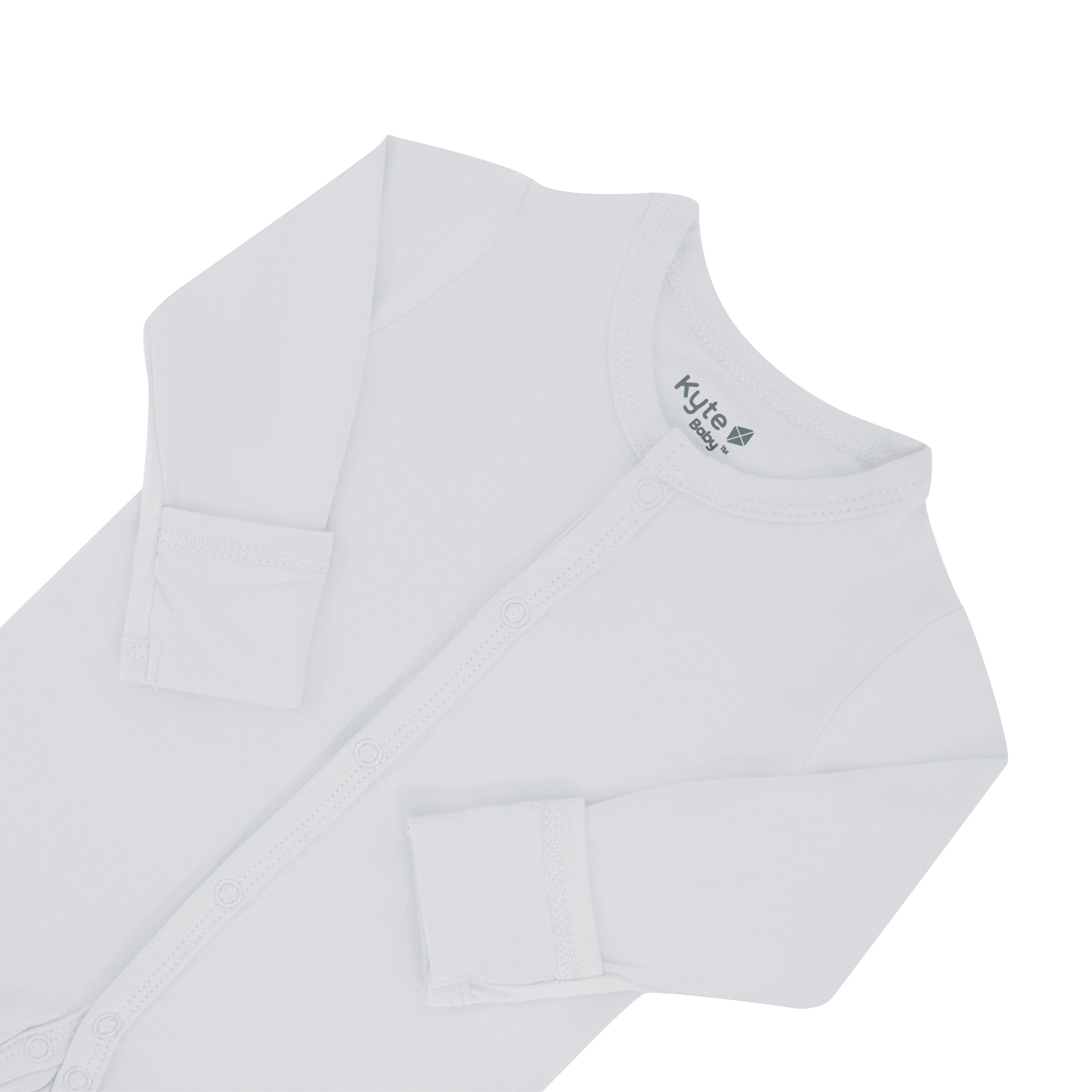 Foldover cuffs on Kyte Baby Footie in Storm