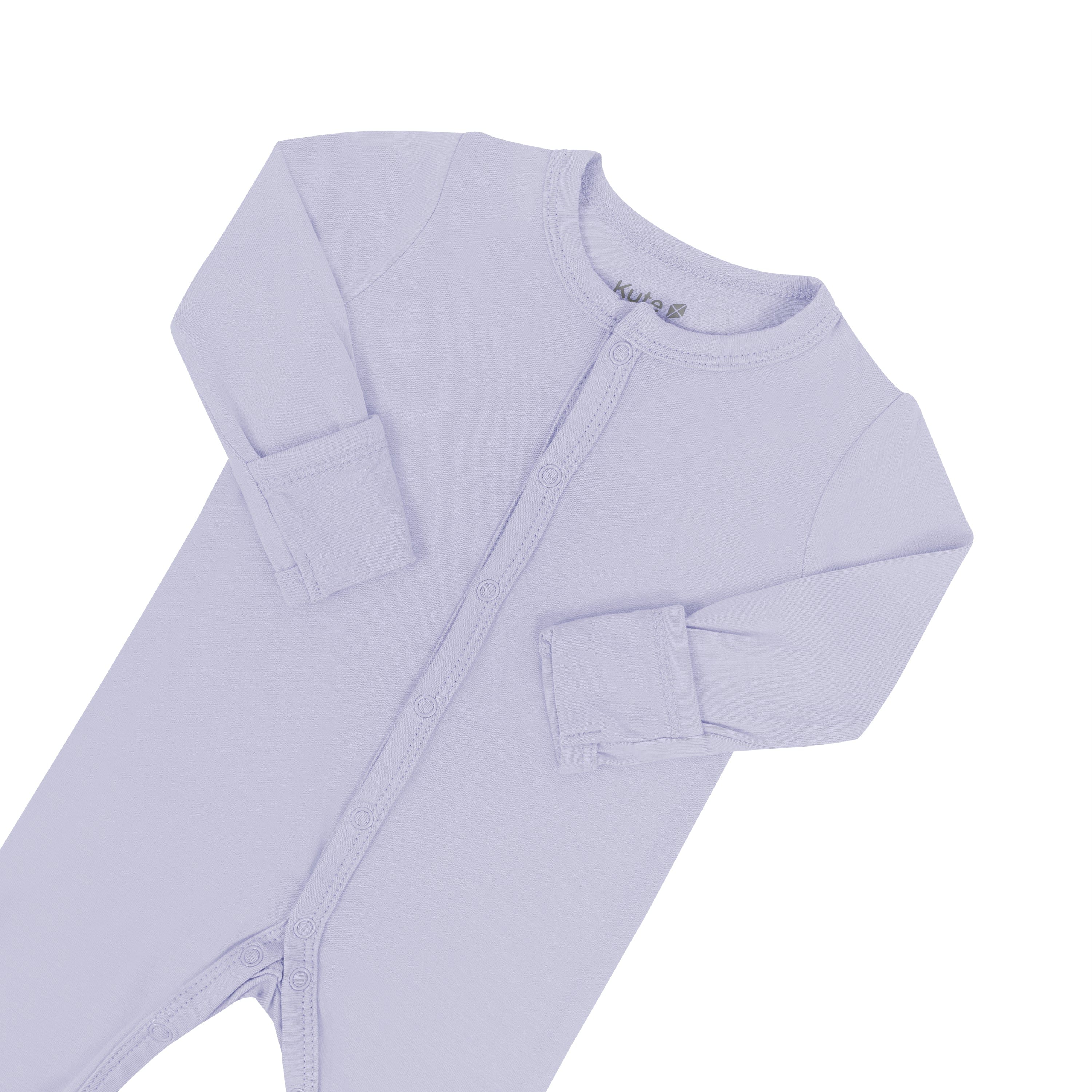 Fold-over cuffs on Kyte Baby Romper in Lilac