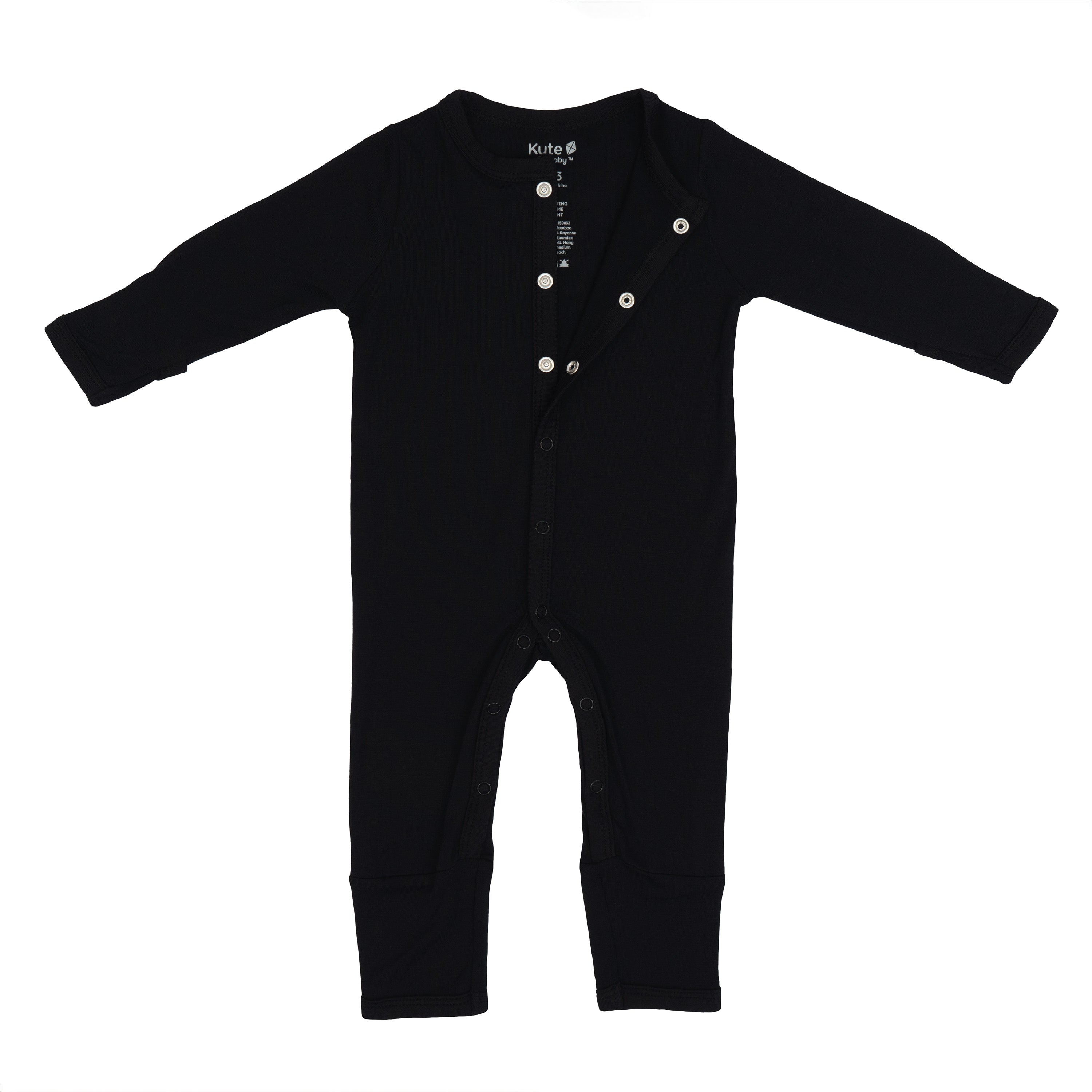Top snaps open on Kyte Baby Romper in Midnight