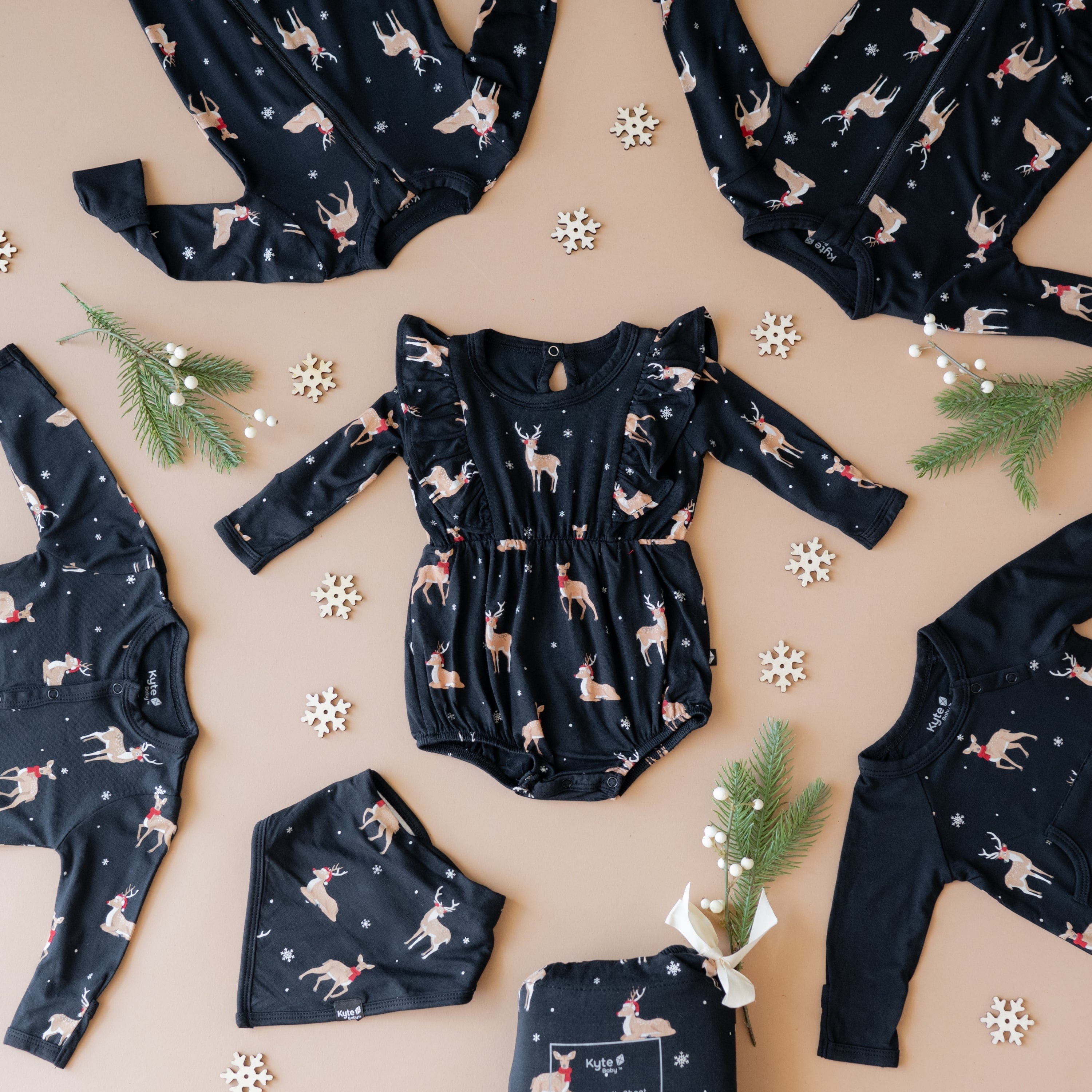 Kyte Baby Snap Romper Romper in Midnight Deer
