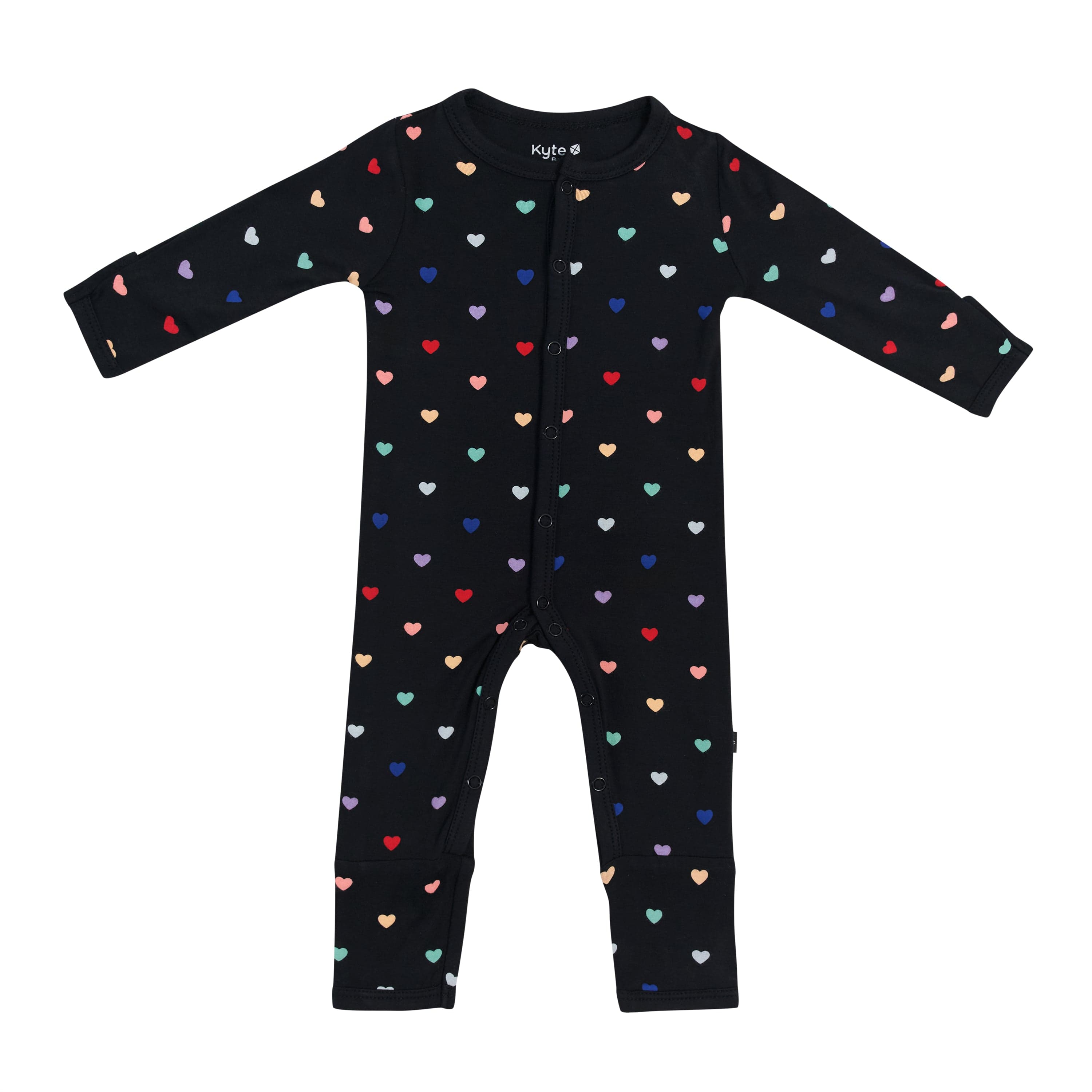 Kyte Baby Romper in Midnight Rainbow Heart