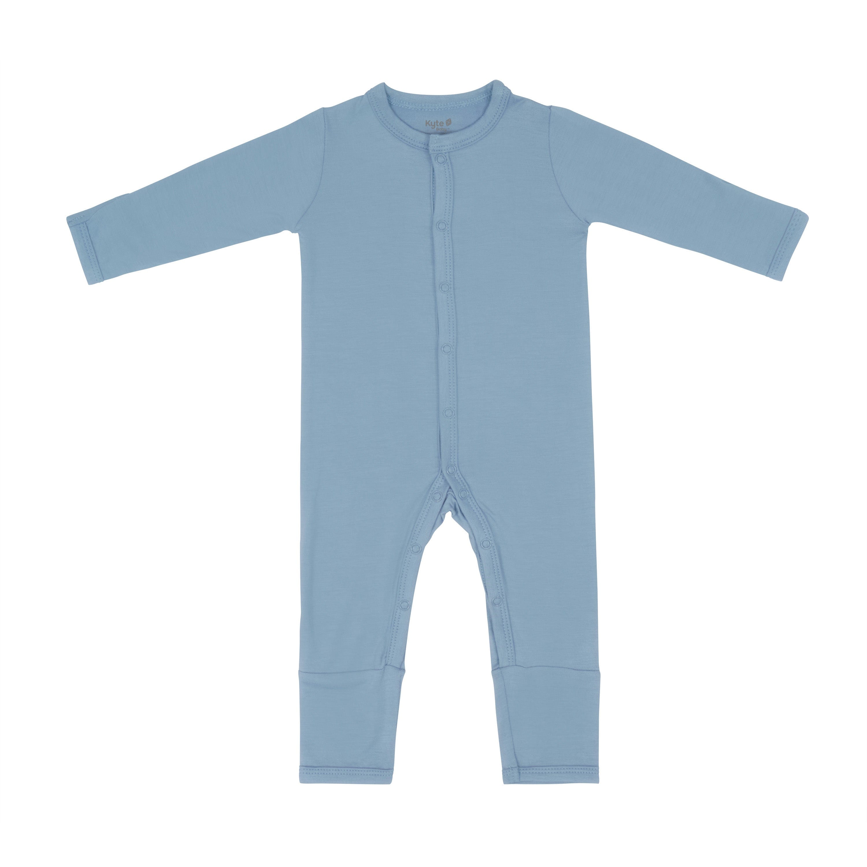 Flay lay of Kyte Baby Snap Romper Romper in Slate