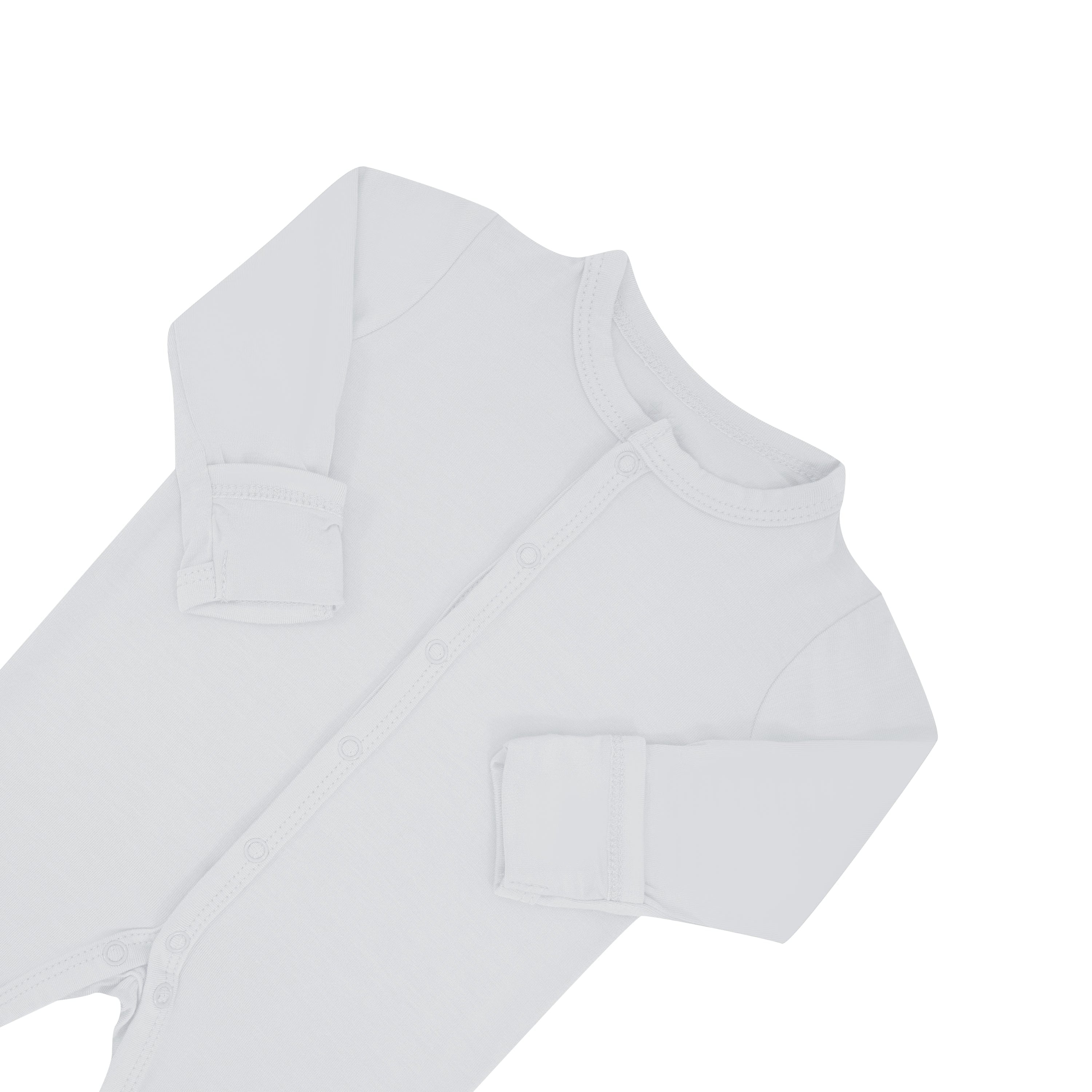 Fold-over cuffs on Kyte Baby long sleeve Romper in Storm