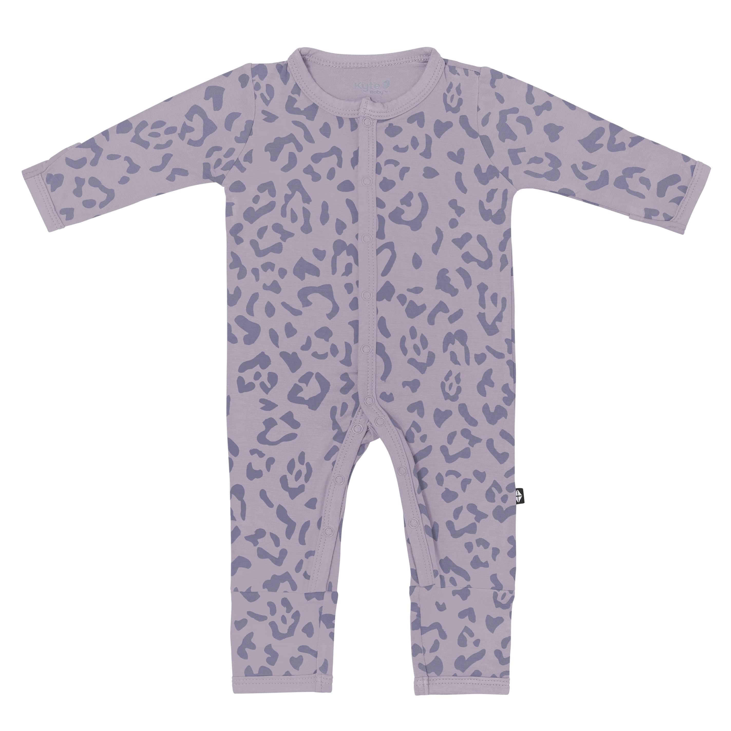 Kyte Baby Snap Romper Romper in Taro Leopard
